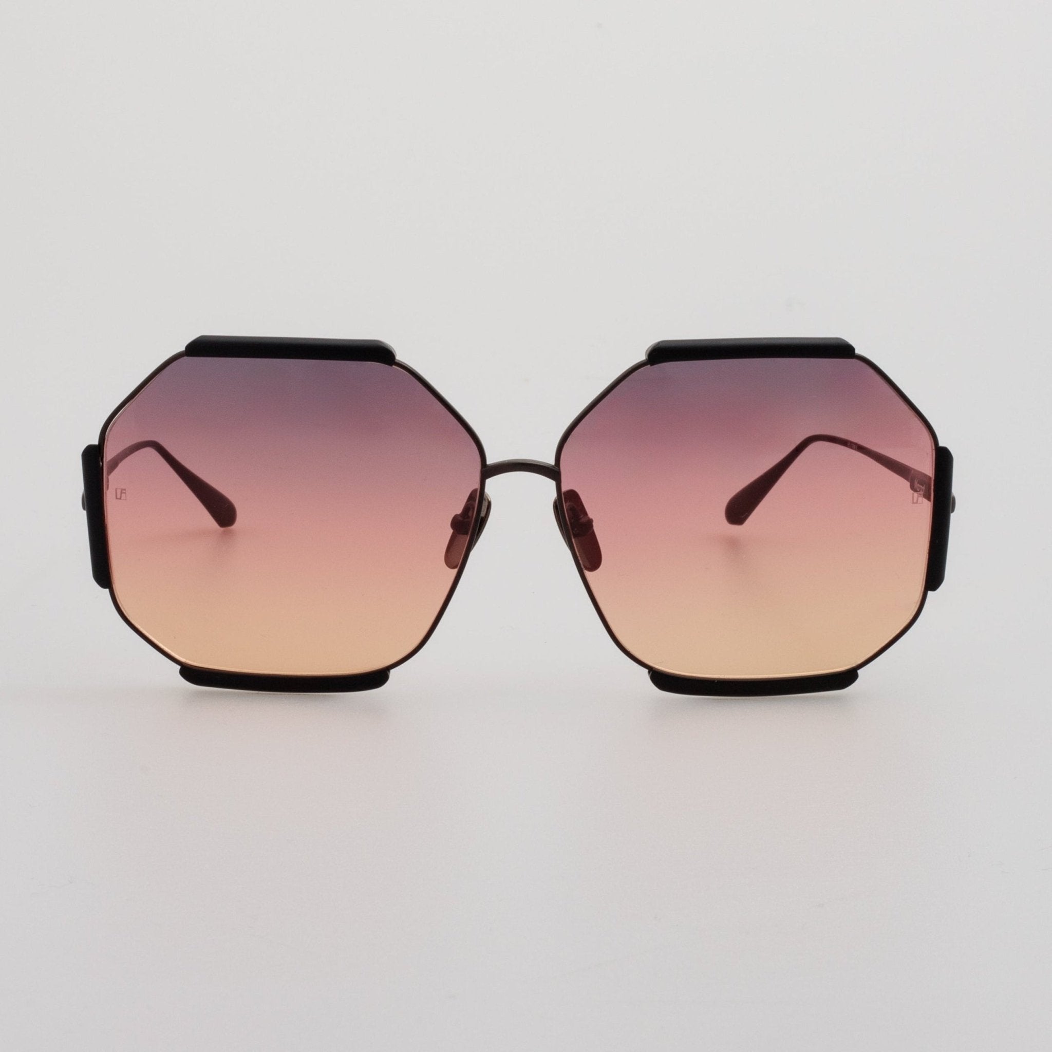 Margot Sunglasses in Black Matt Nickel and Sunset Lenses - LINDA FARROW - Sunglasses -