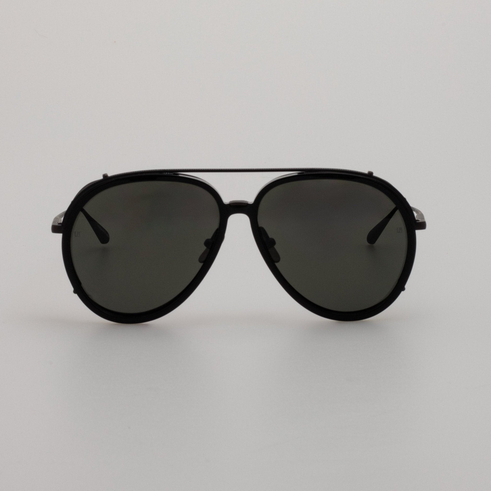 Maverick Sunglasses in Black Matt Nickel - LINDA FARROW - Sunglasses -
