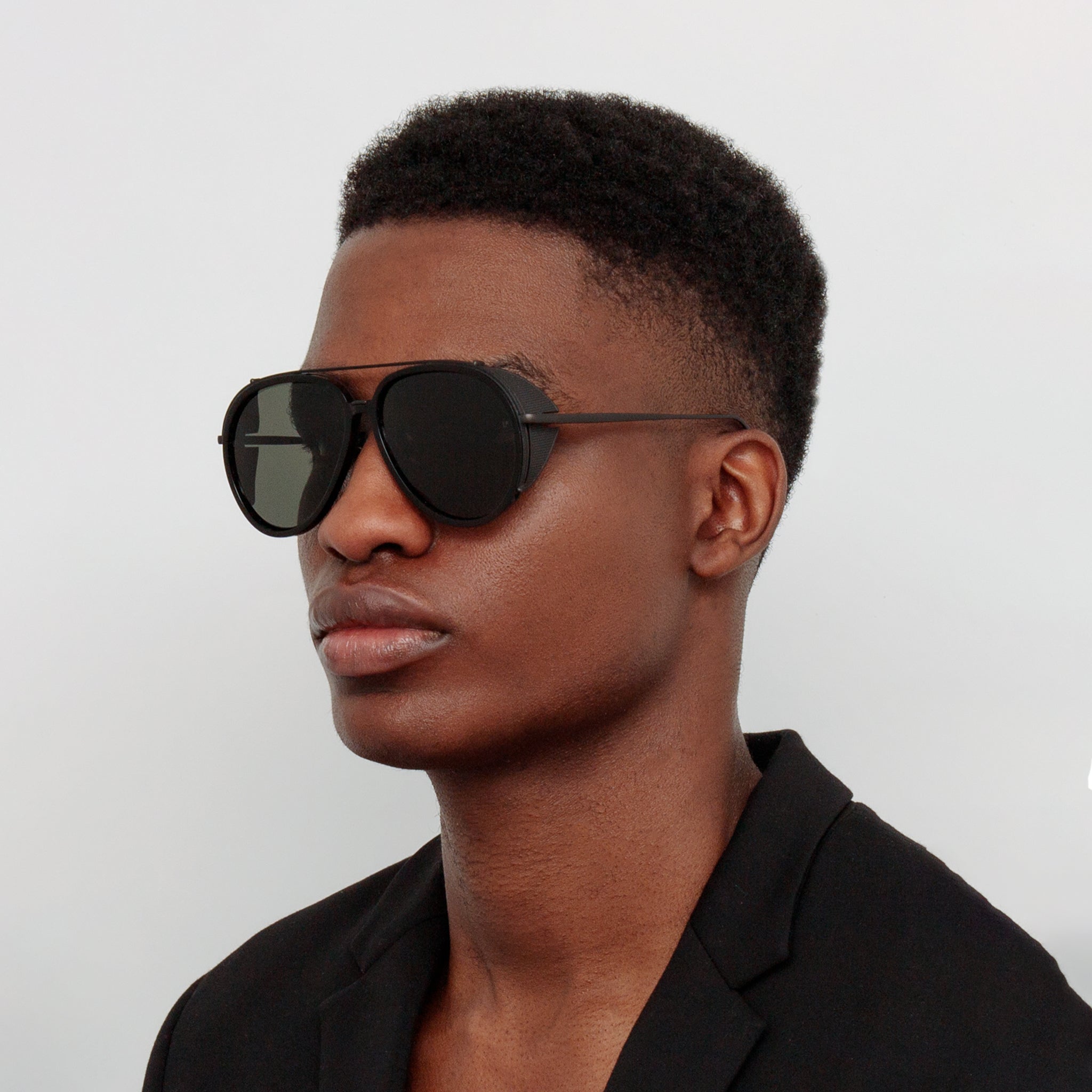 Maverick Sunglasses in Black Matt Nickel - LINDA FARROW - Sunglasses -