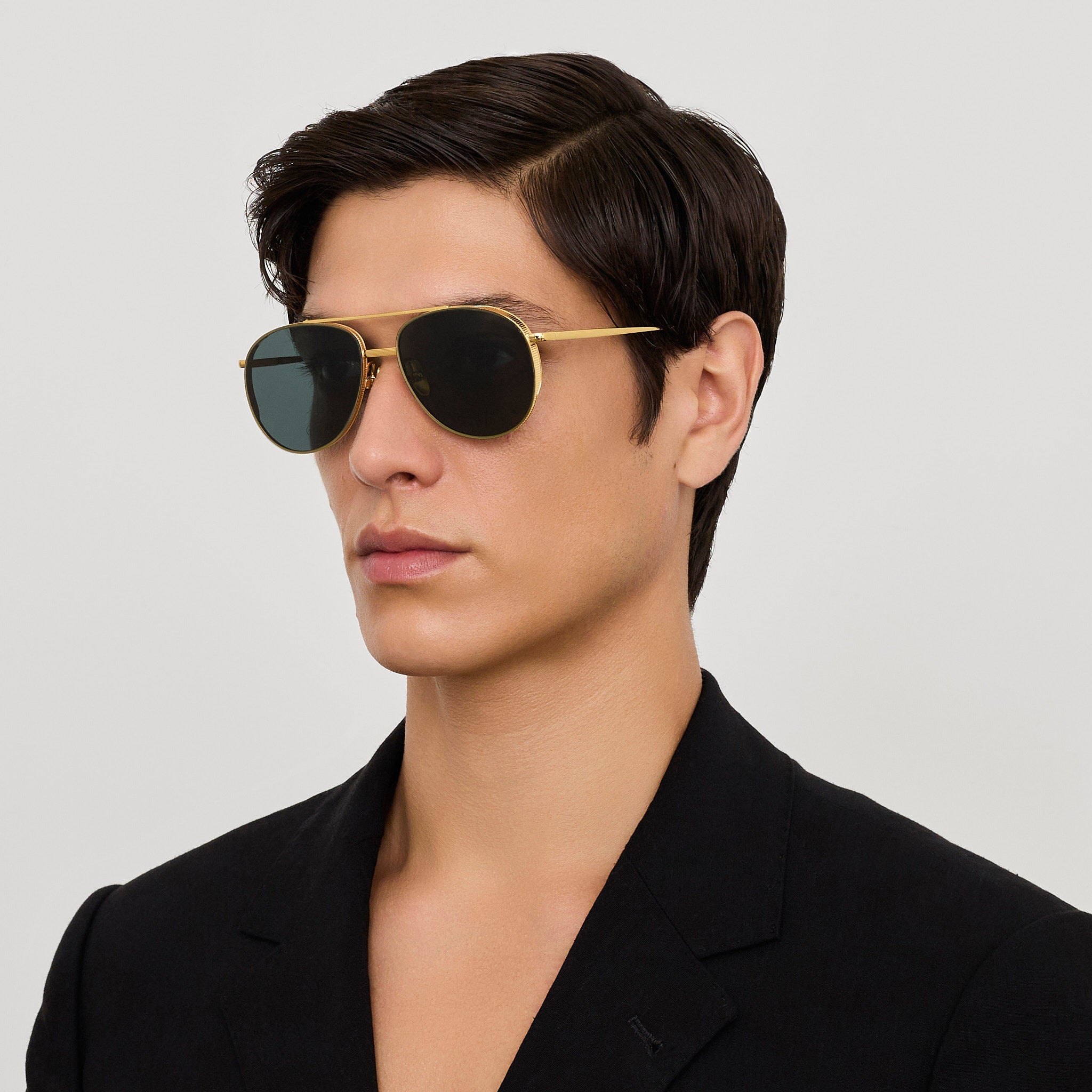 Meret Sunglasses in 22K Gold and Green - LINDA FARROW - Sunglasses -
