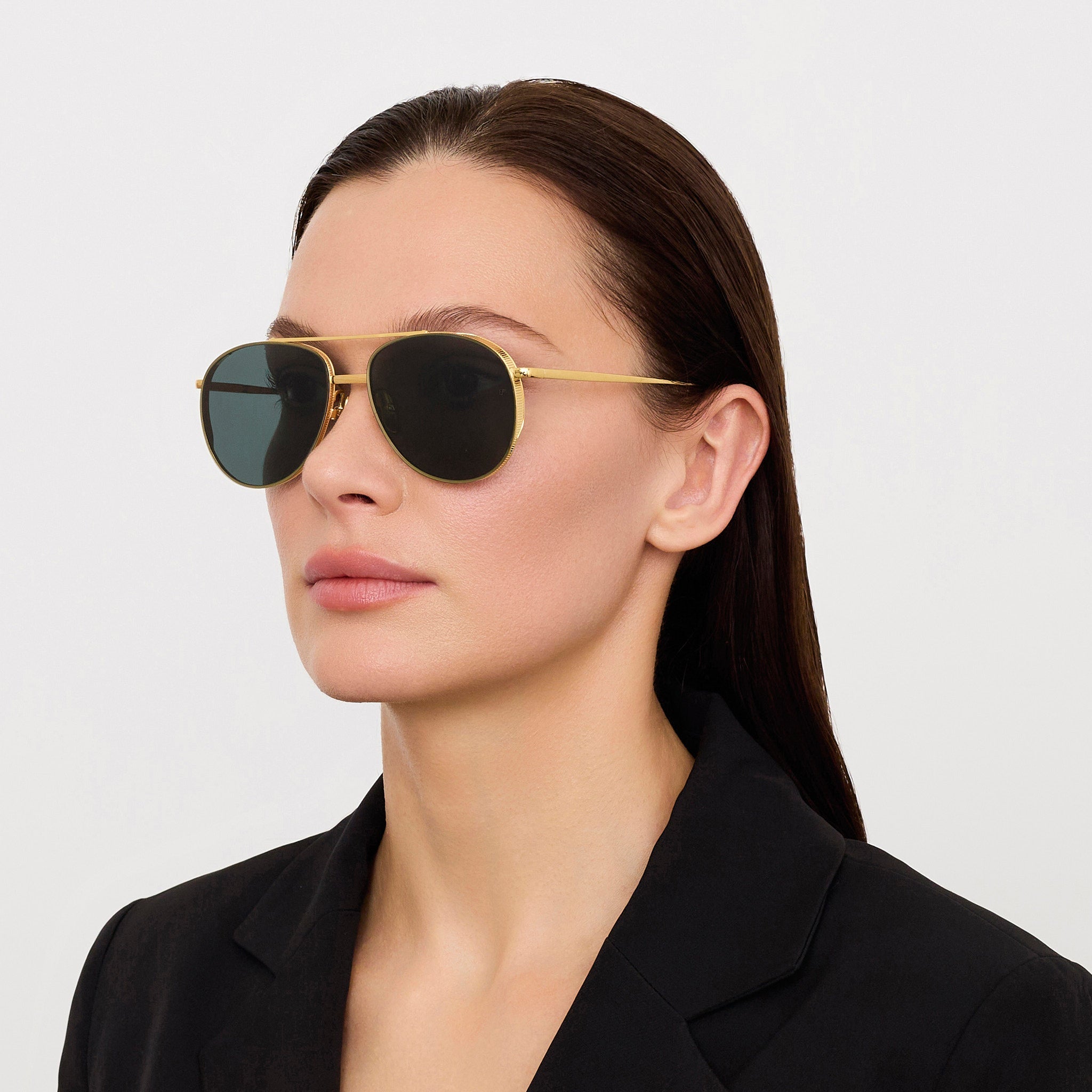 Meret Sunglasses in 22K Gold and Green - LINDA FARROW - Sunglasses -