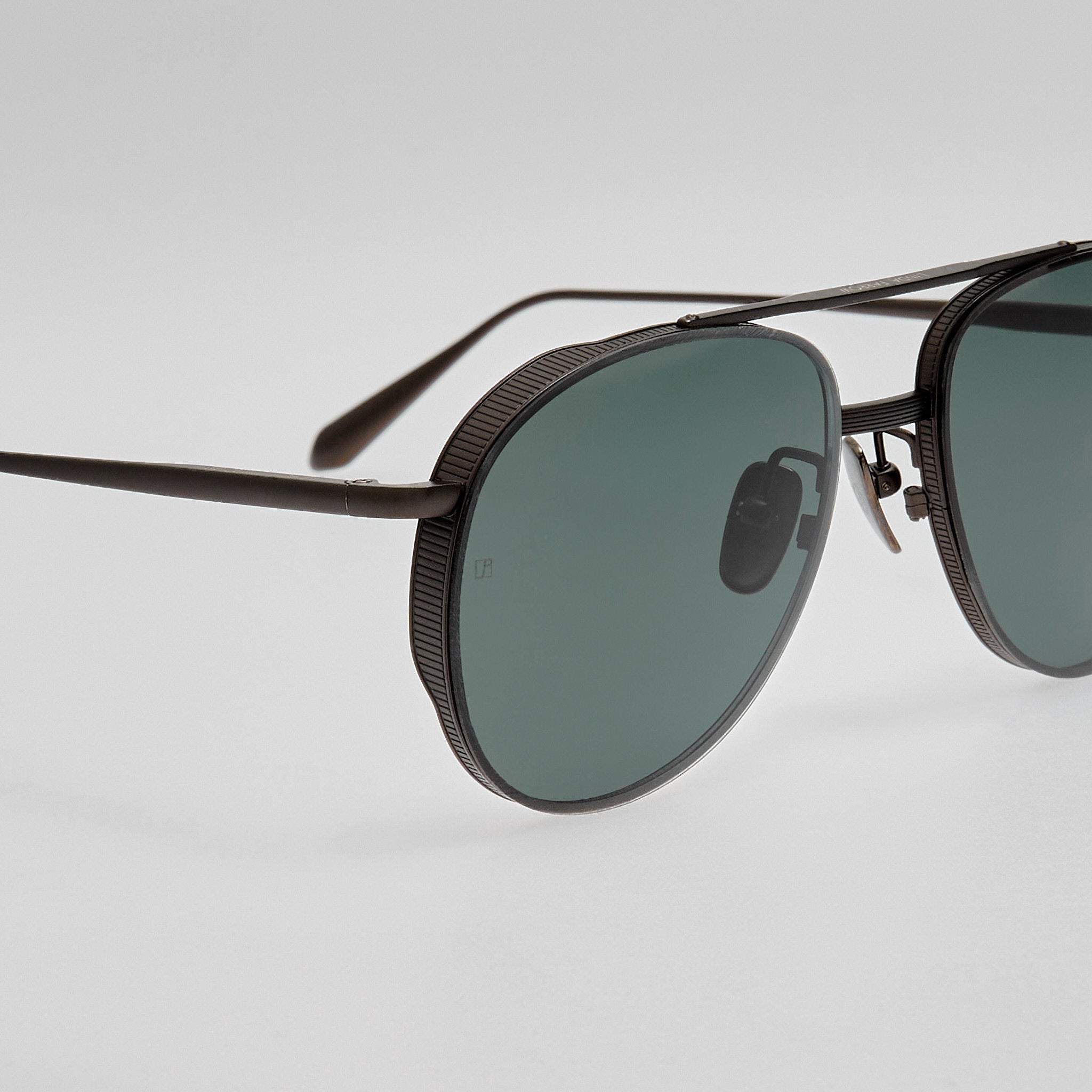 Meret Sunglasses in Matt Black Nickel - LINDA FARROW - Sunglasses -
