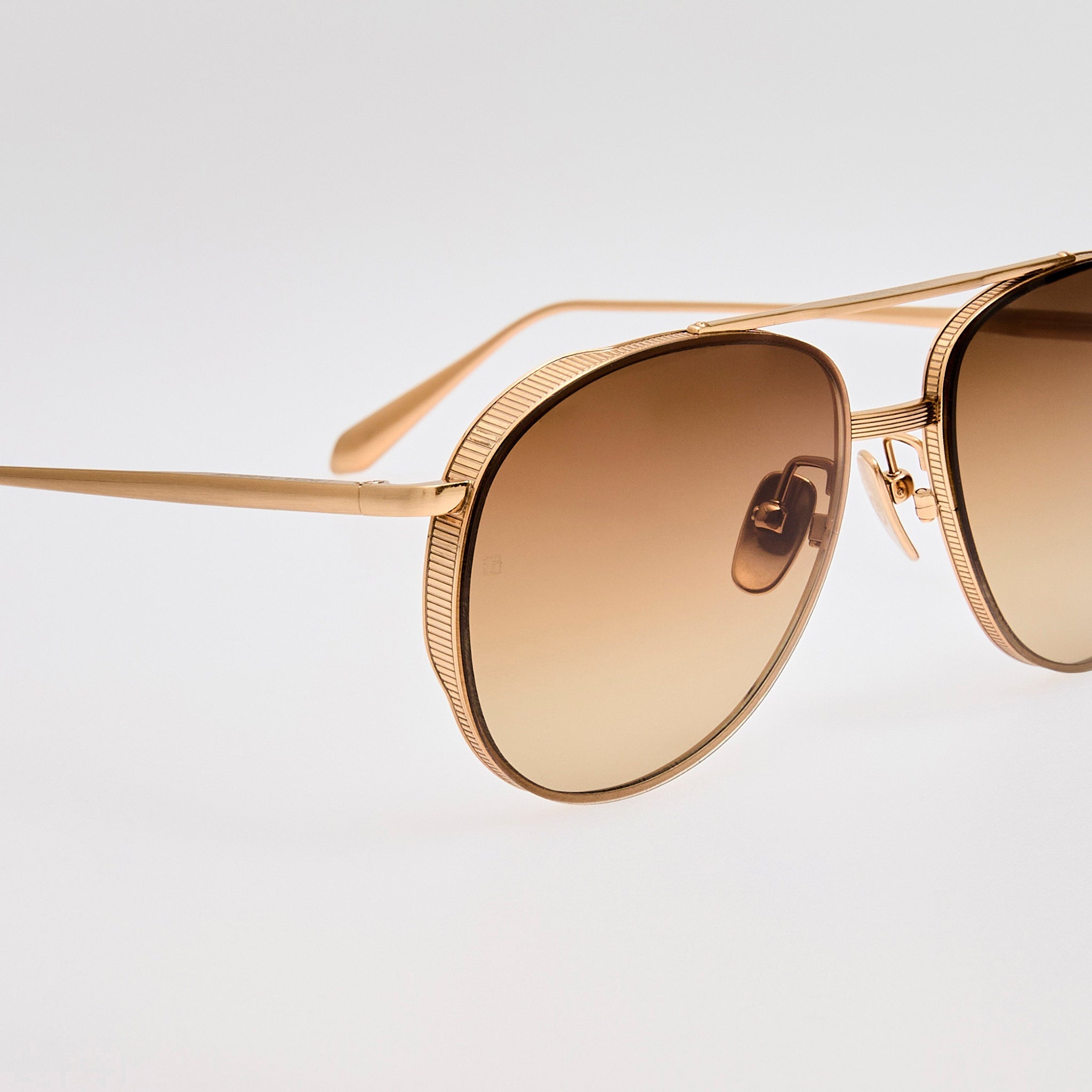 Meret Sunglasses in Matt Champagne and Brown - LINDA FARROW - Sunglasses -
