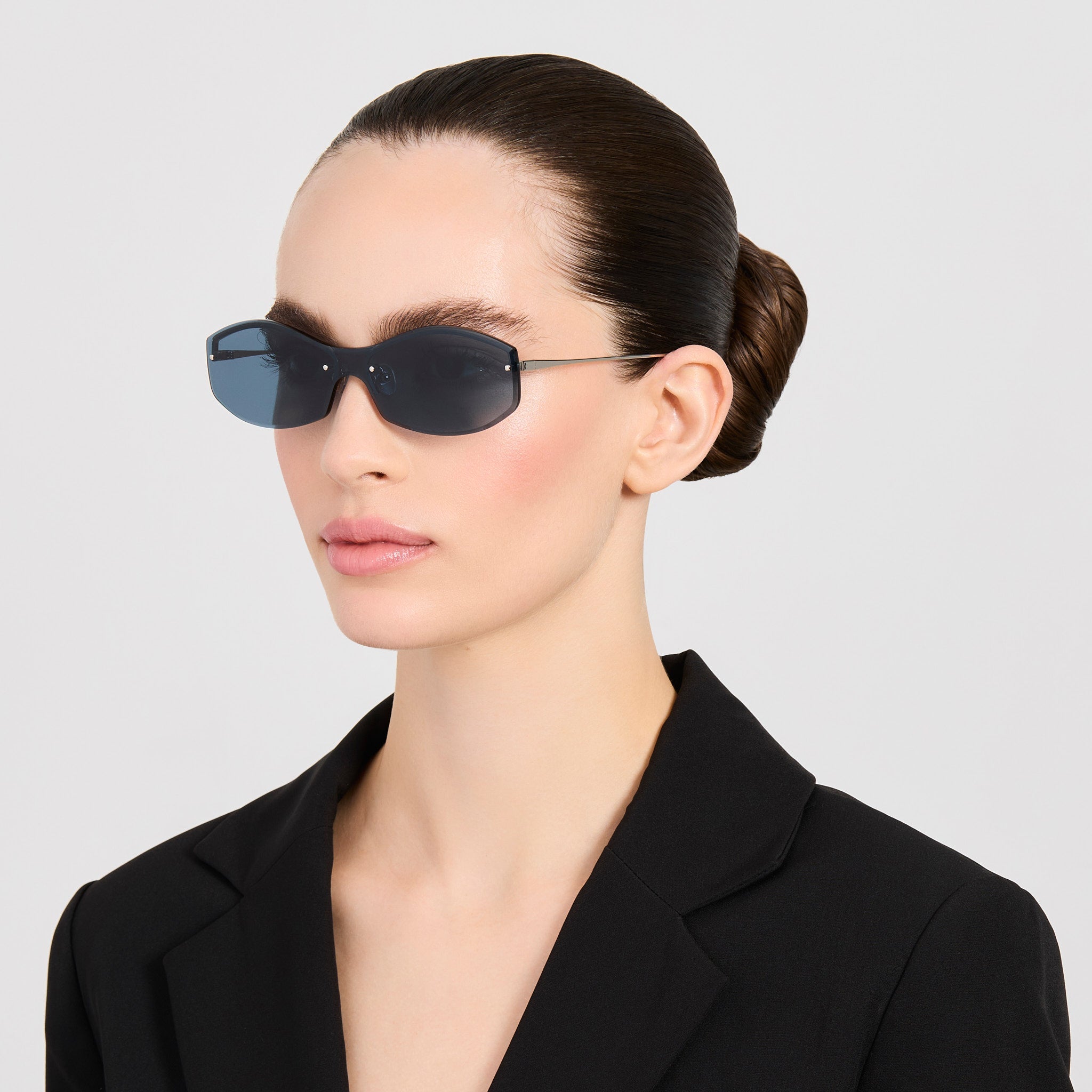 Miami Sunglasses in Silver and Blue - LINDA FARROW-Sunglasses-