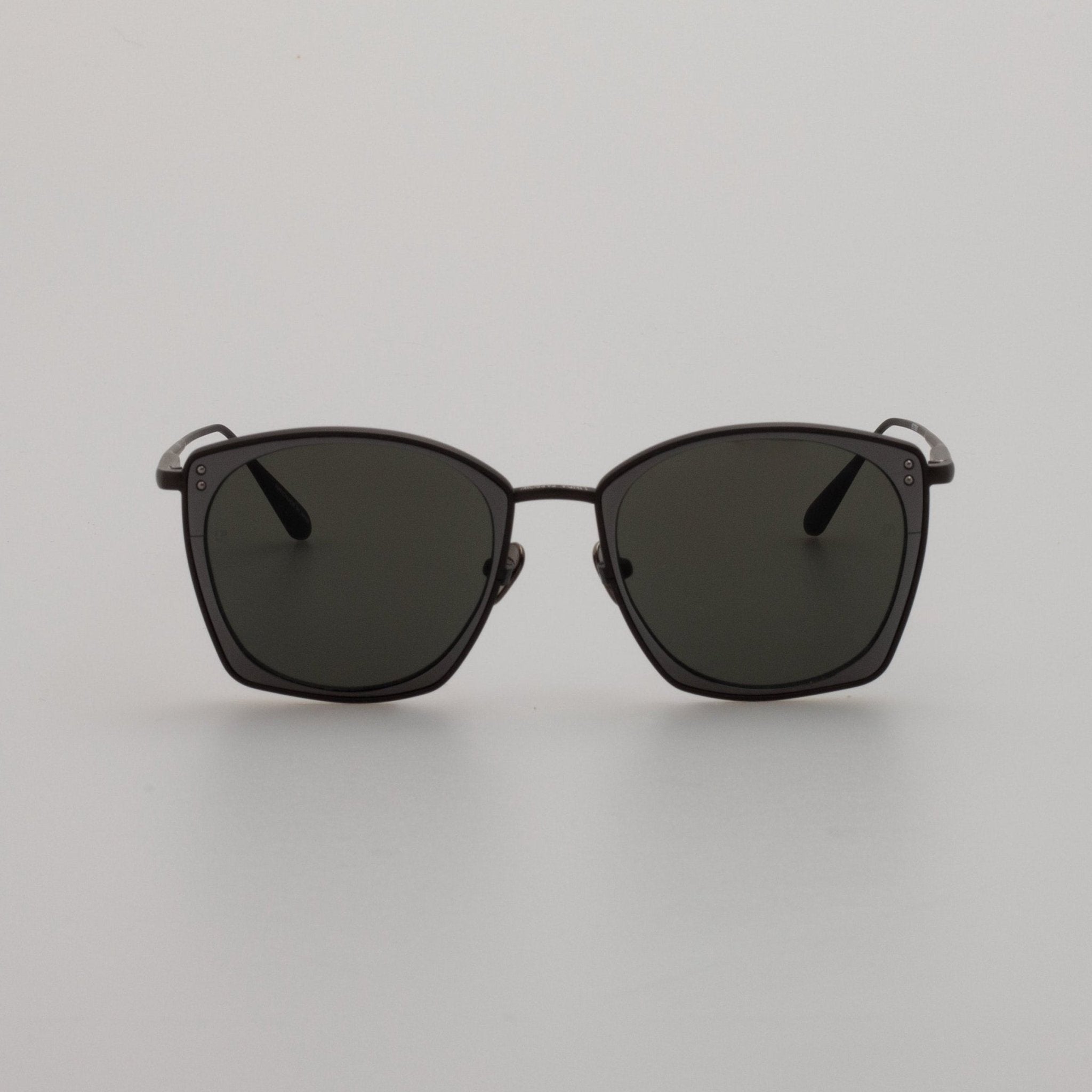Milo Square Sunglasses in Matt Black Nickel - LINDA FARROW - Sunglasses -