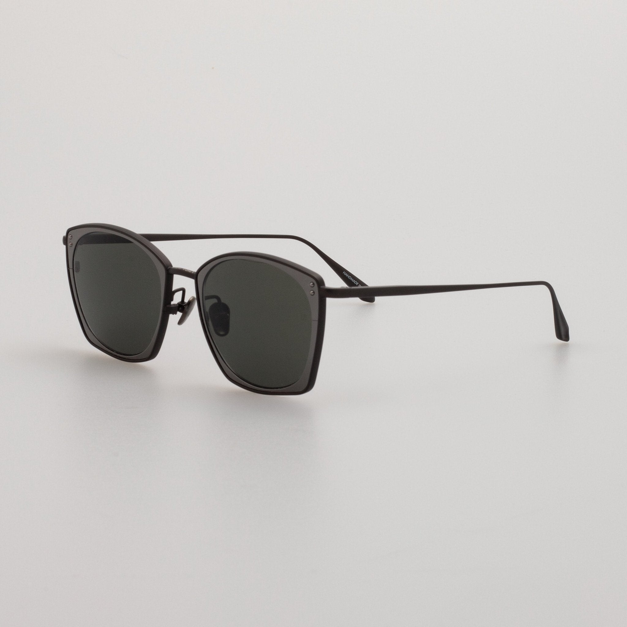 Milo Square Sunglasses in Matt Black Nickel - LINDA FARROW - Sunglasses -