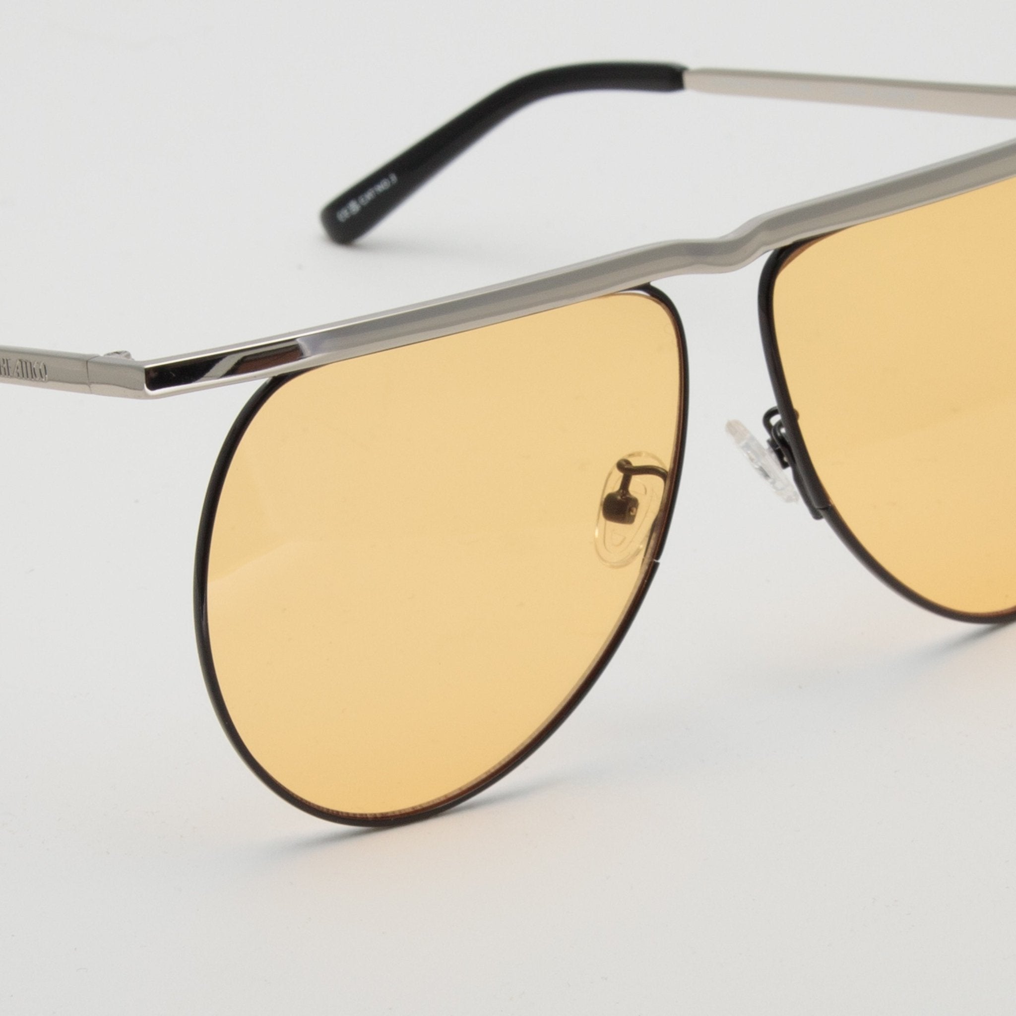 Mina Aviator Sunglasses in Silver and Peach - LINDA FARROW - Sunglasses -