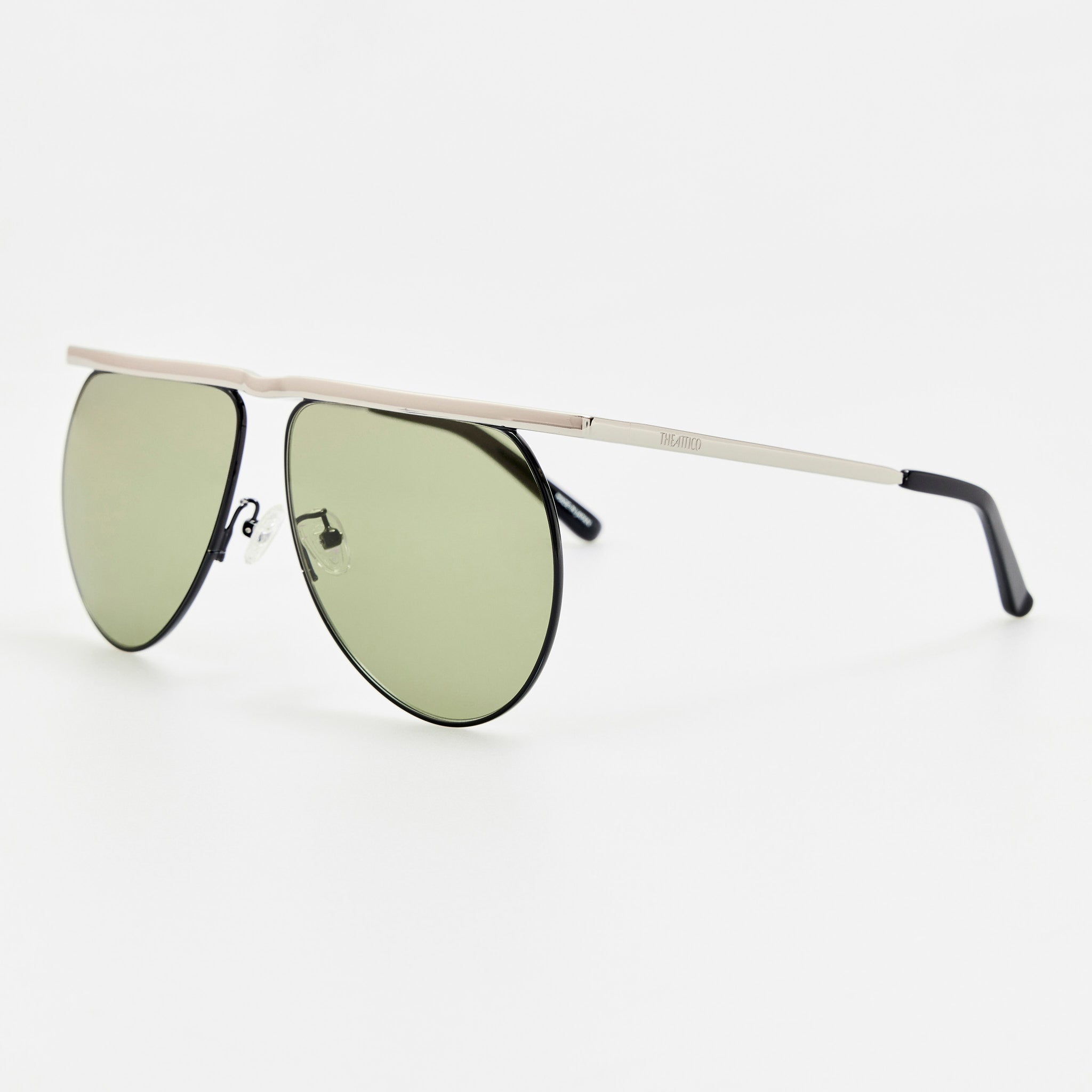 Mina Aviator Sunglasses in Silver - LINDA FARROW-Sunglasses-