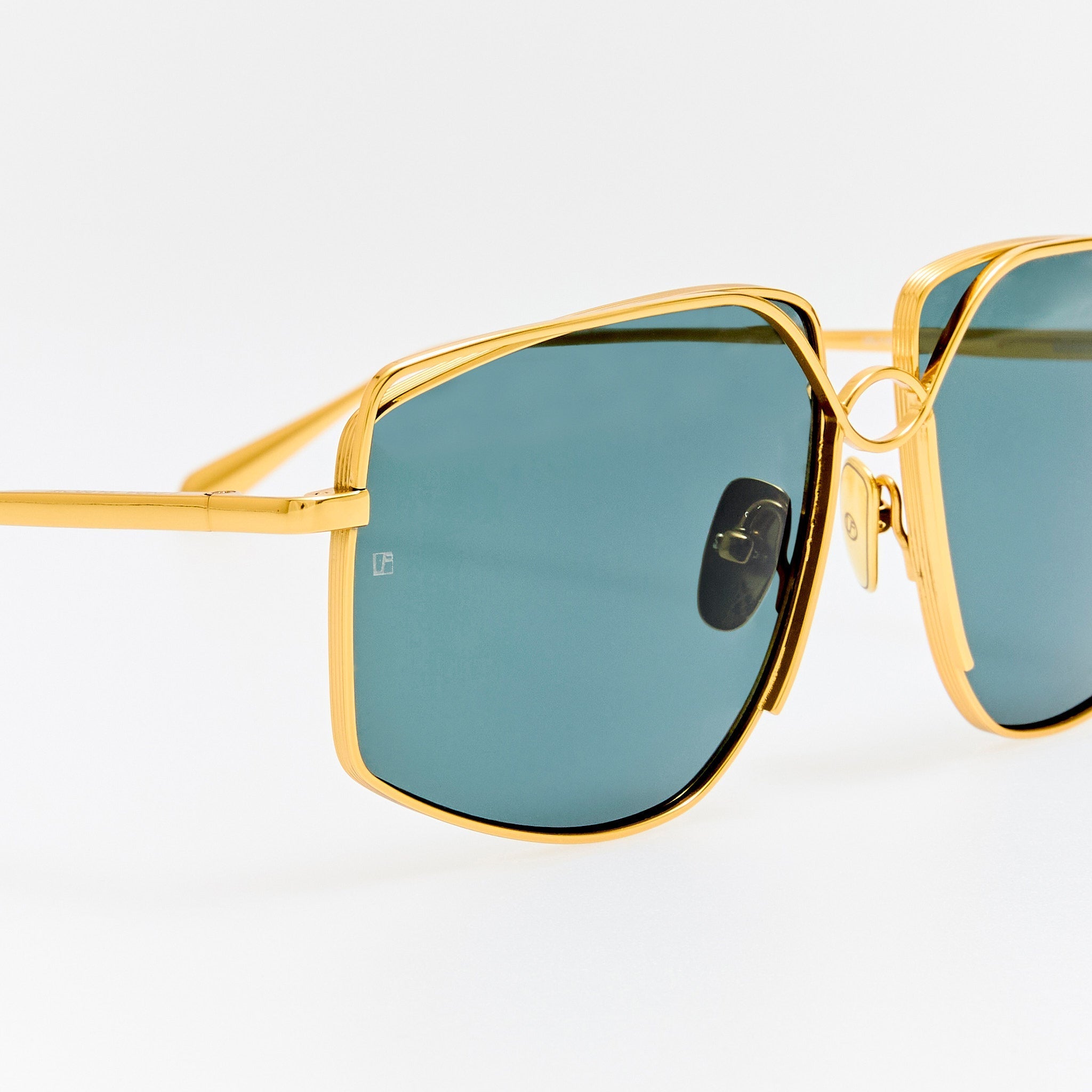 Miranda Sunglasses in 22K Gold and Green - LINDA FARROW - Sunglasses -