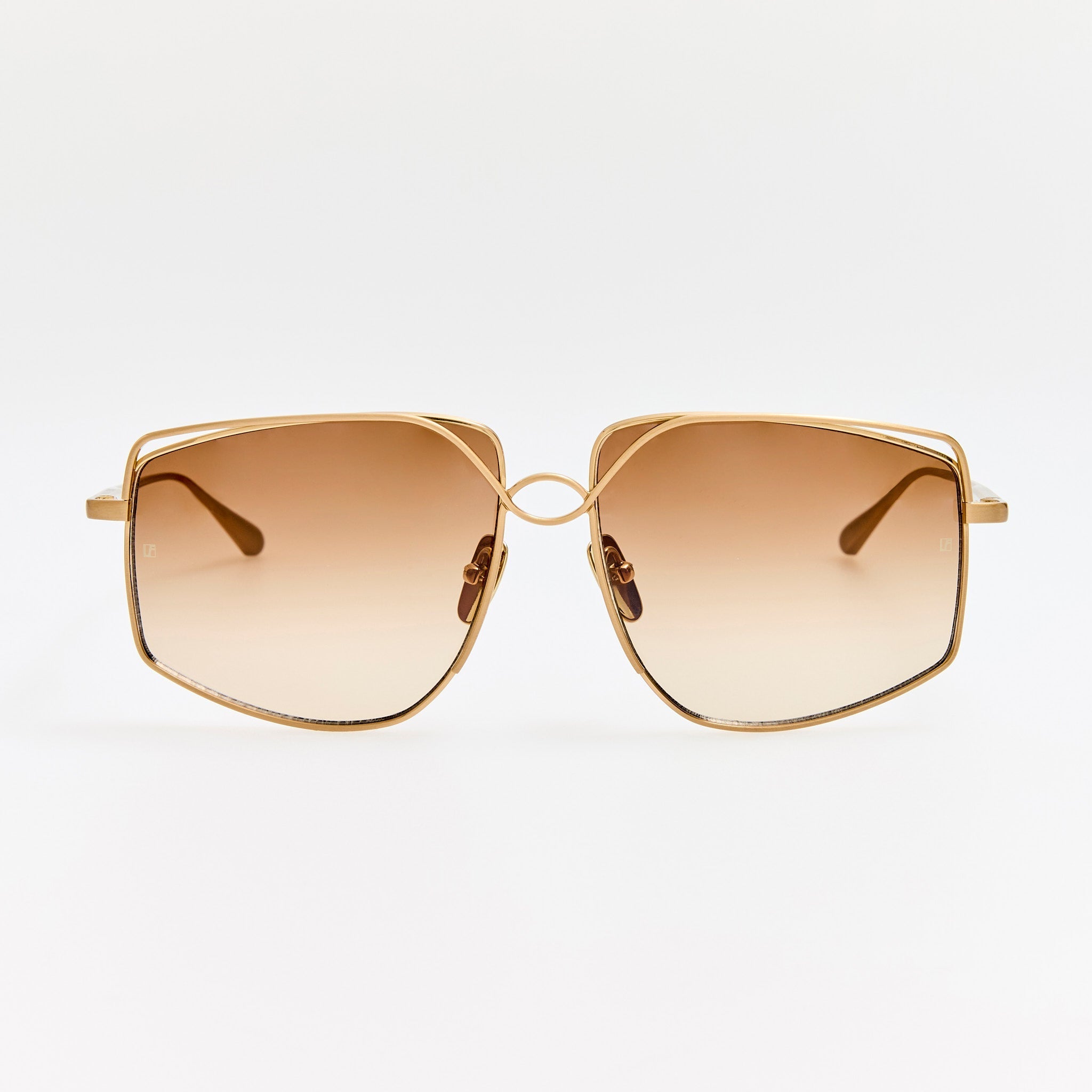 Miranda Sunglasses in Matt Champagne and Mocha | LINDA FARROW