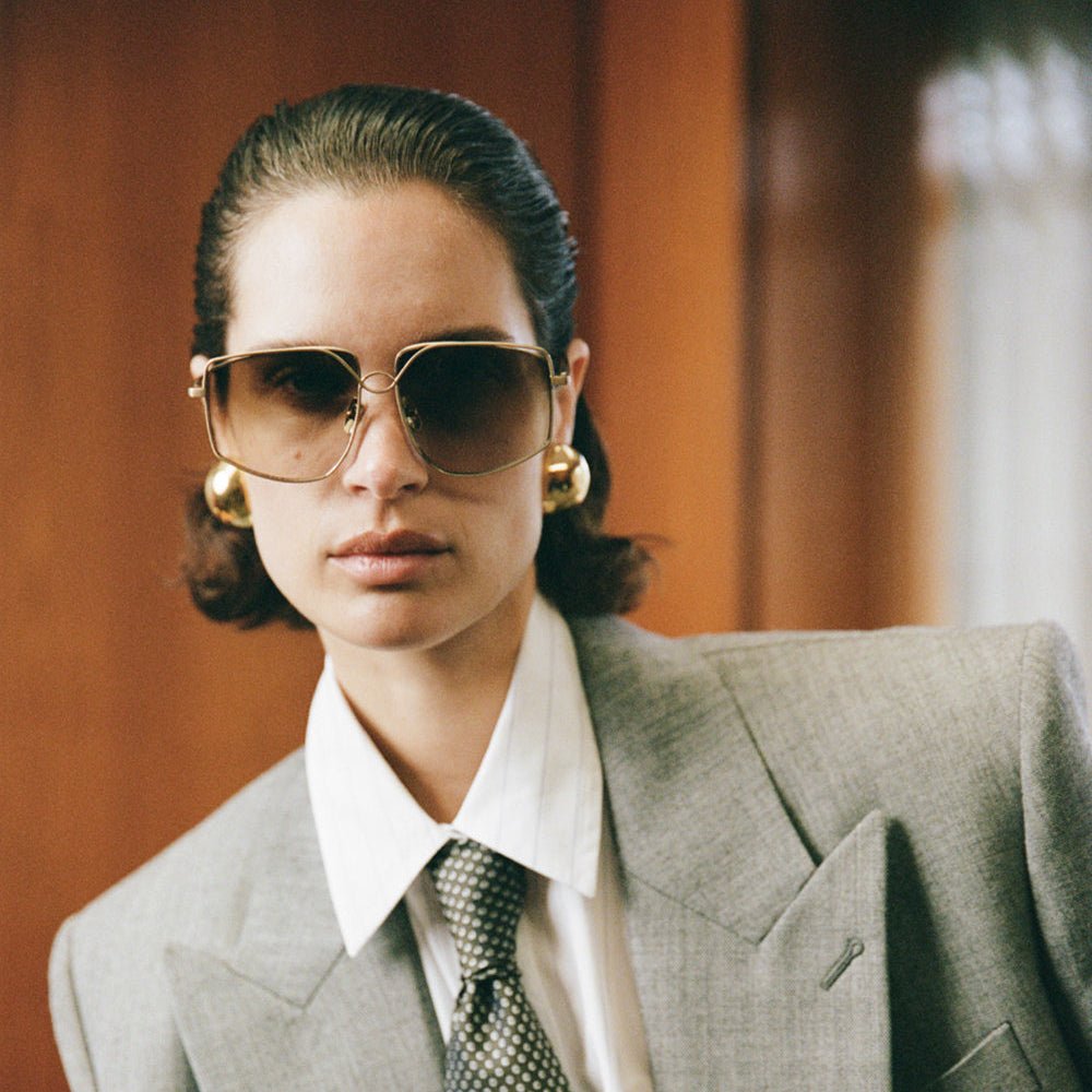 Miranda Sunglasses in Matt Champagne and Mocha - LINDA FARROW - Sunglasses -