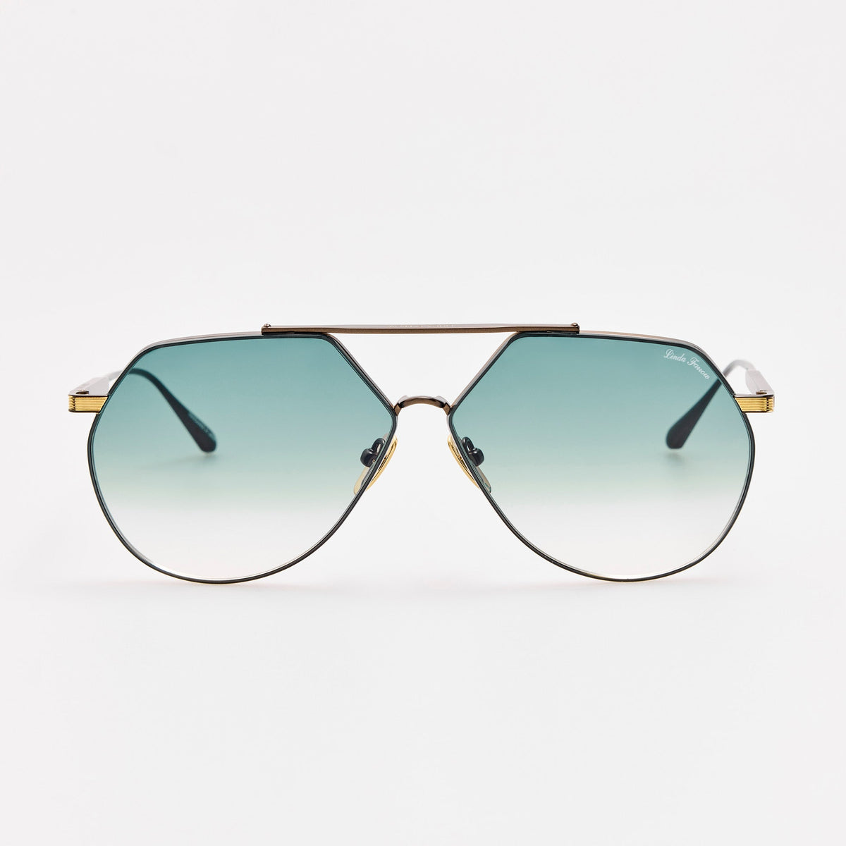 Nana Sunglasses in 22K Gold and Aqua - LINDA FARROW-Sunglasses-