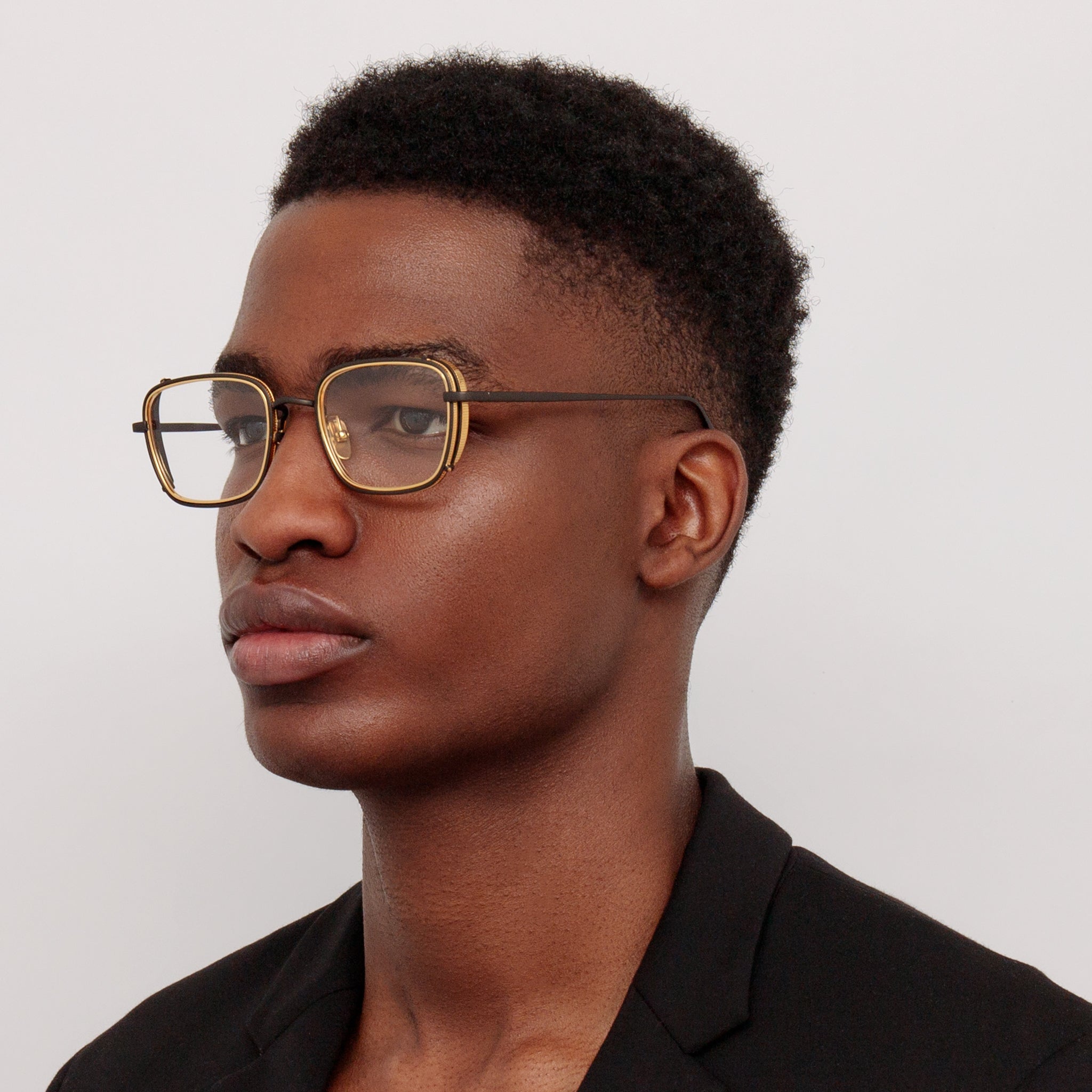 Ofer Rectangular Optical Frame in Matt Black Nickel - LINDA FARROW - Optical Frame -