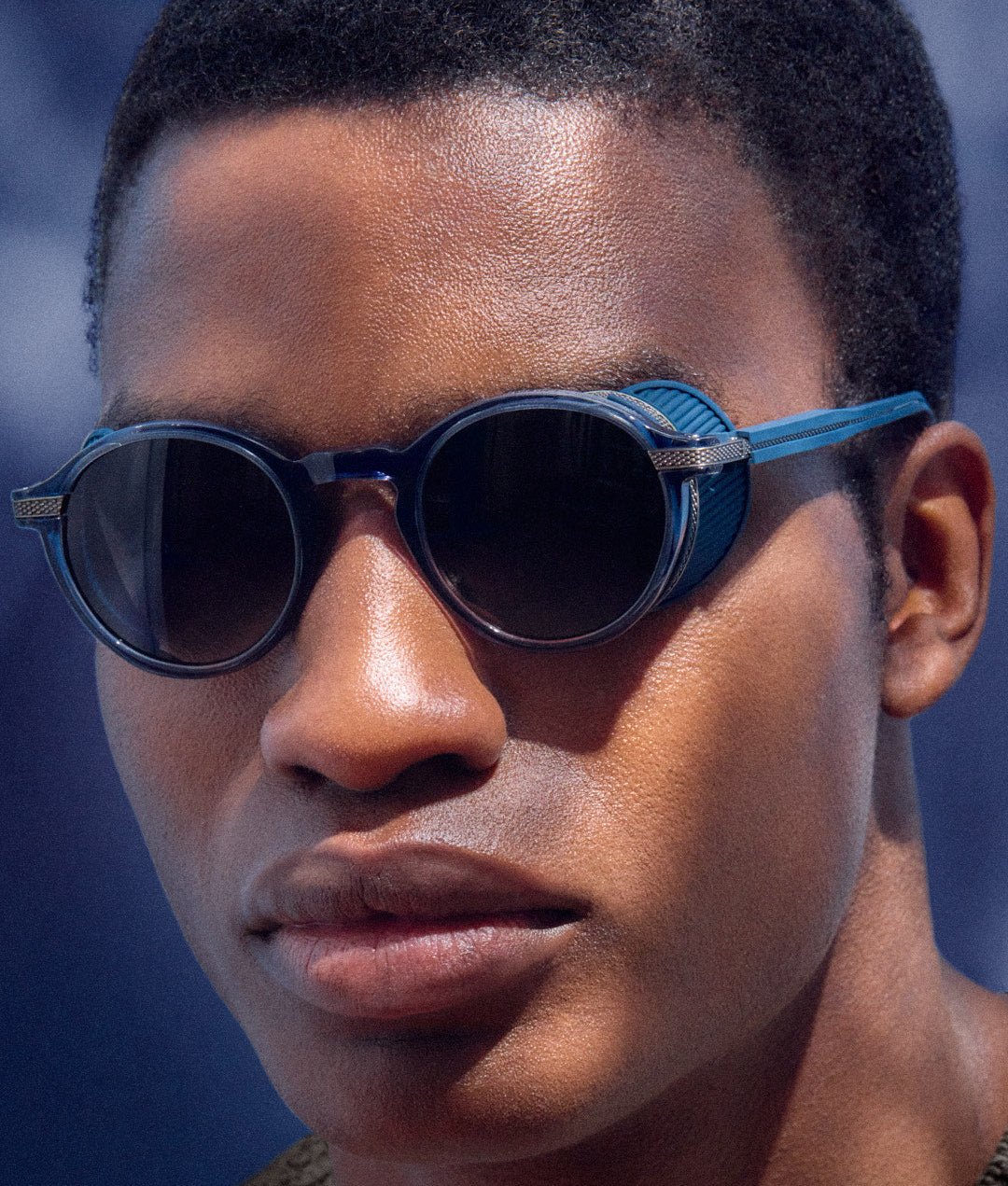 Orion Explorer Sunglasses in Antique White Gold and Navy - LINDA FARROW-Sunglasses-