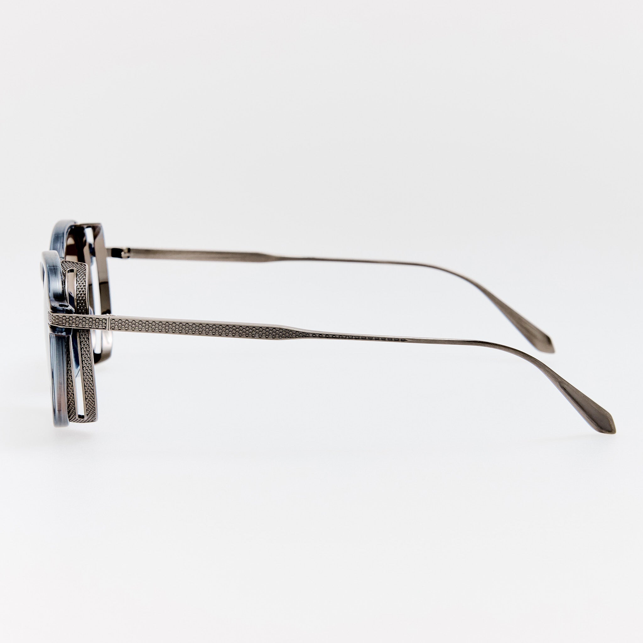 Orion Sunglasses in Antique White Gold and Navy - LINDA FARROW - Sunglasses -
