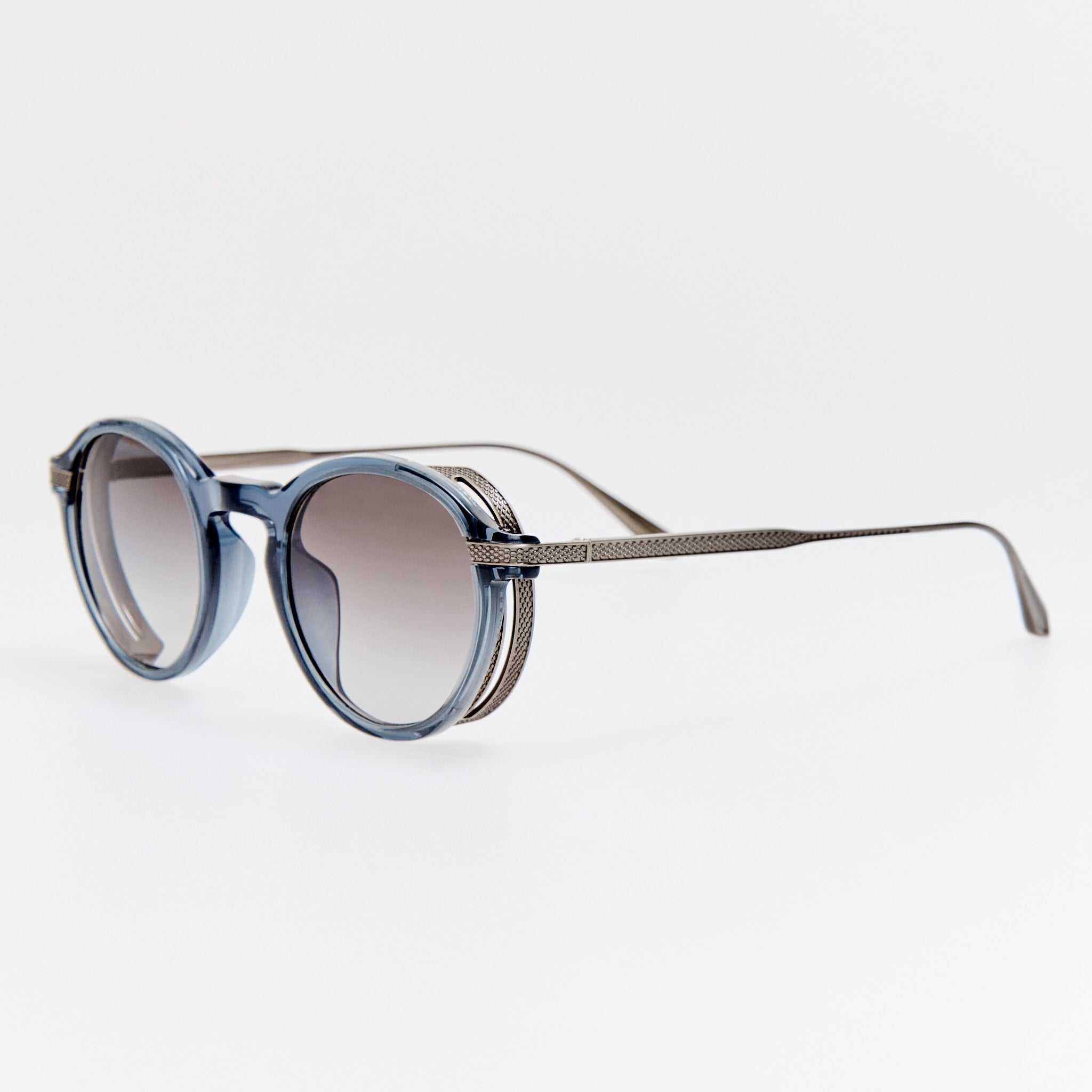 Orion Sunglasses in Antique White Gold and Navy - LINDA FARROW - Sunglasses -