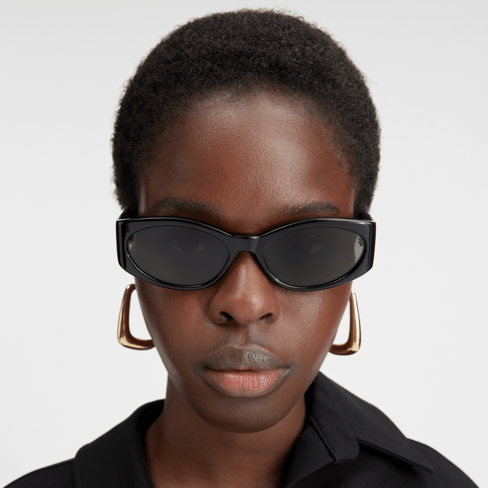 Ovalo Oval Sunglasses in Black - LINDA FARROW - Sunglasses -