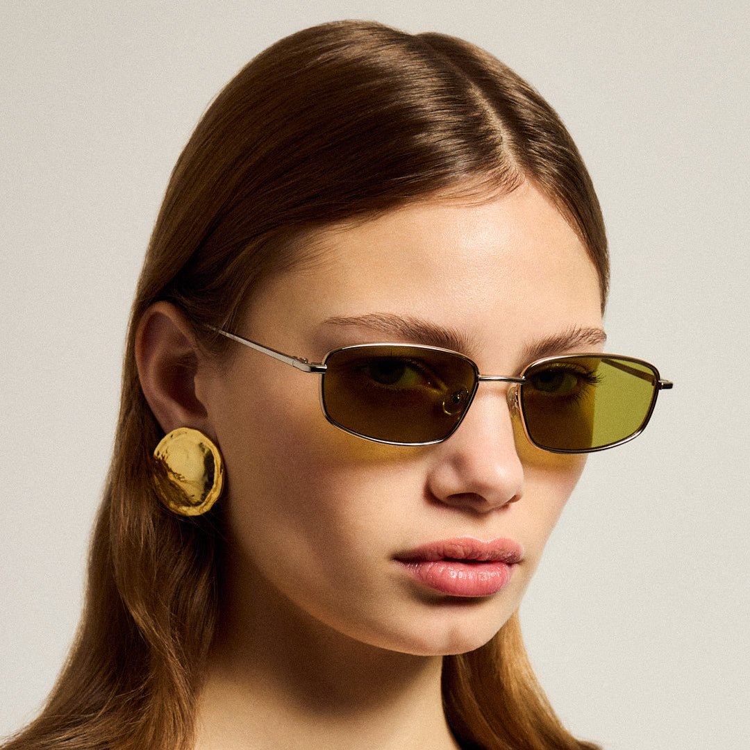Palma Sunglasses in Gold and Khaki - LINDA FARROW-Sunglasses-