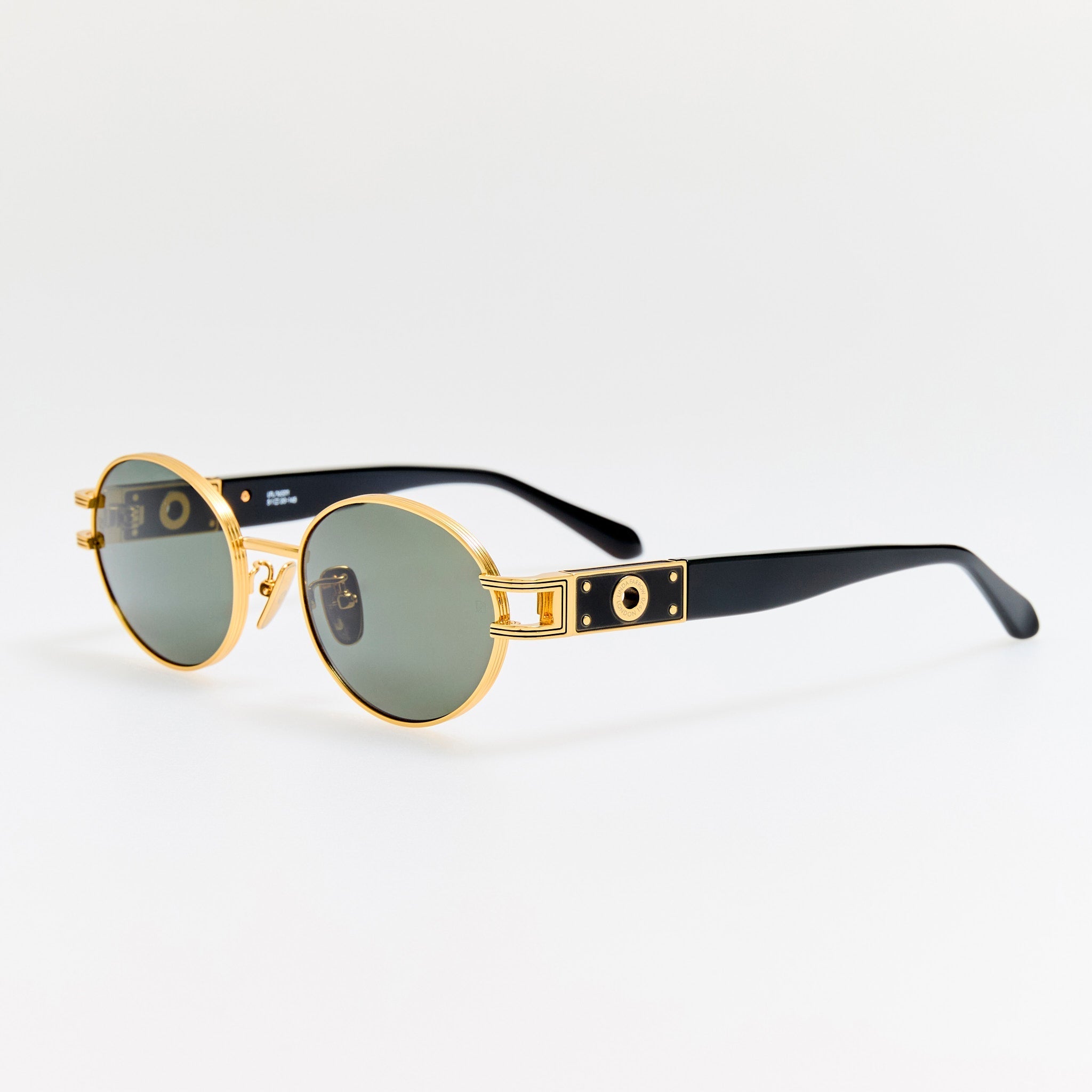 Phoebe Sunglasses in 22K Gold and Black - LINDA FARROW - Sunglasses -