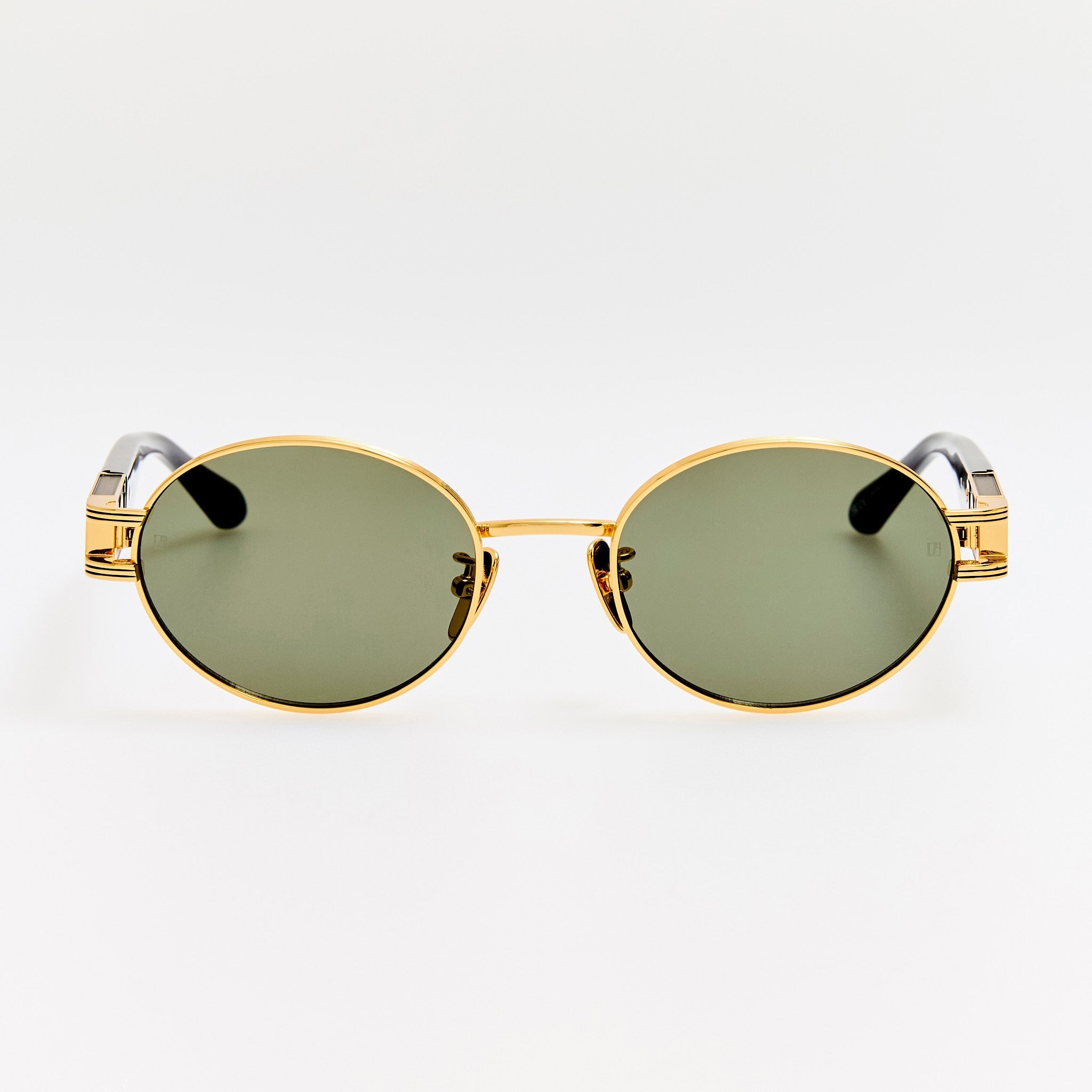 Phoebe Sunglasses in 22K Gold and Black - LINDA FARROW - Sunglasses -