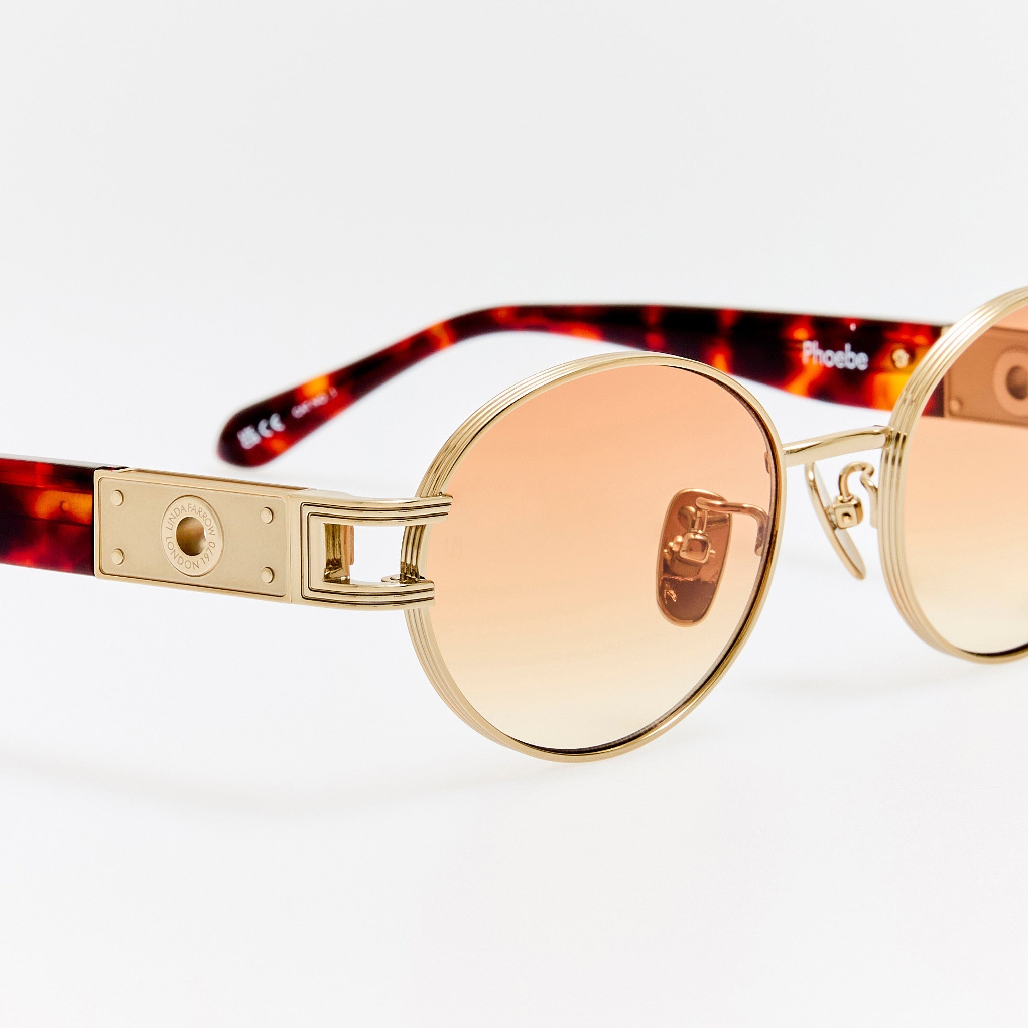 Phoebe Sunglasses in 22K Gold and Camel - LINDA FARROW - Sunglasses -