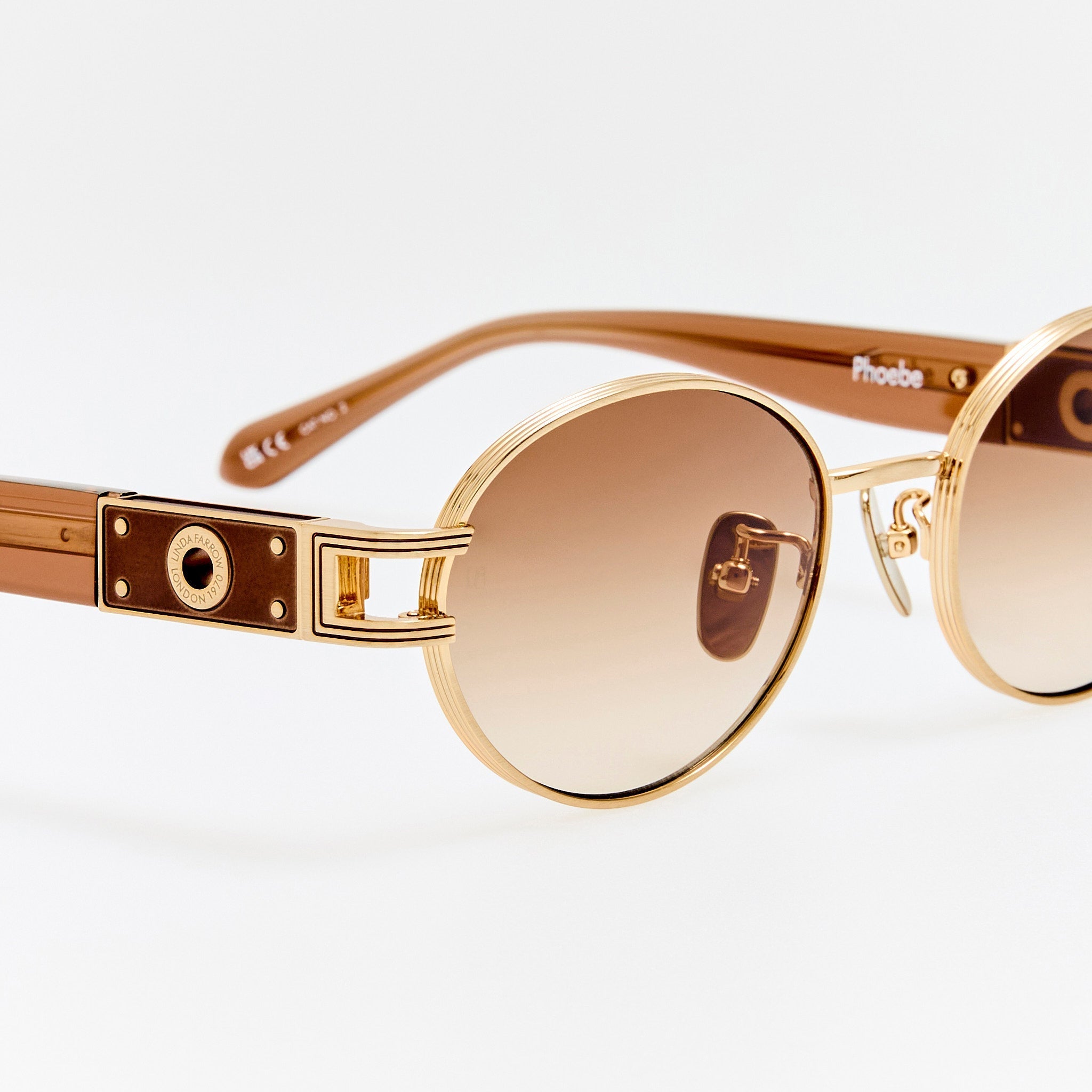 Phoebe Sunglasses in Matt Champagne and Mocha - LINDA FARROW - Sunglasses -