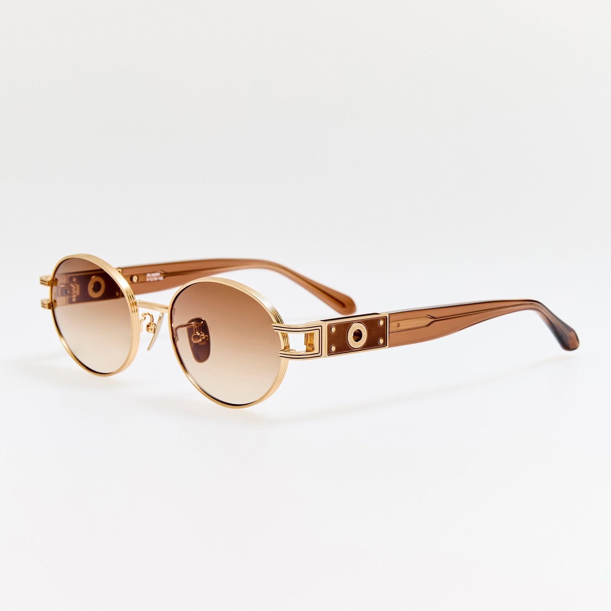 Phoebe Sunglasses in Matt Champagne and Mocha - LINDA FARROW - Sunglasses -