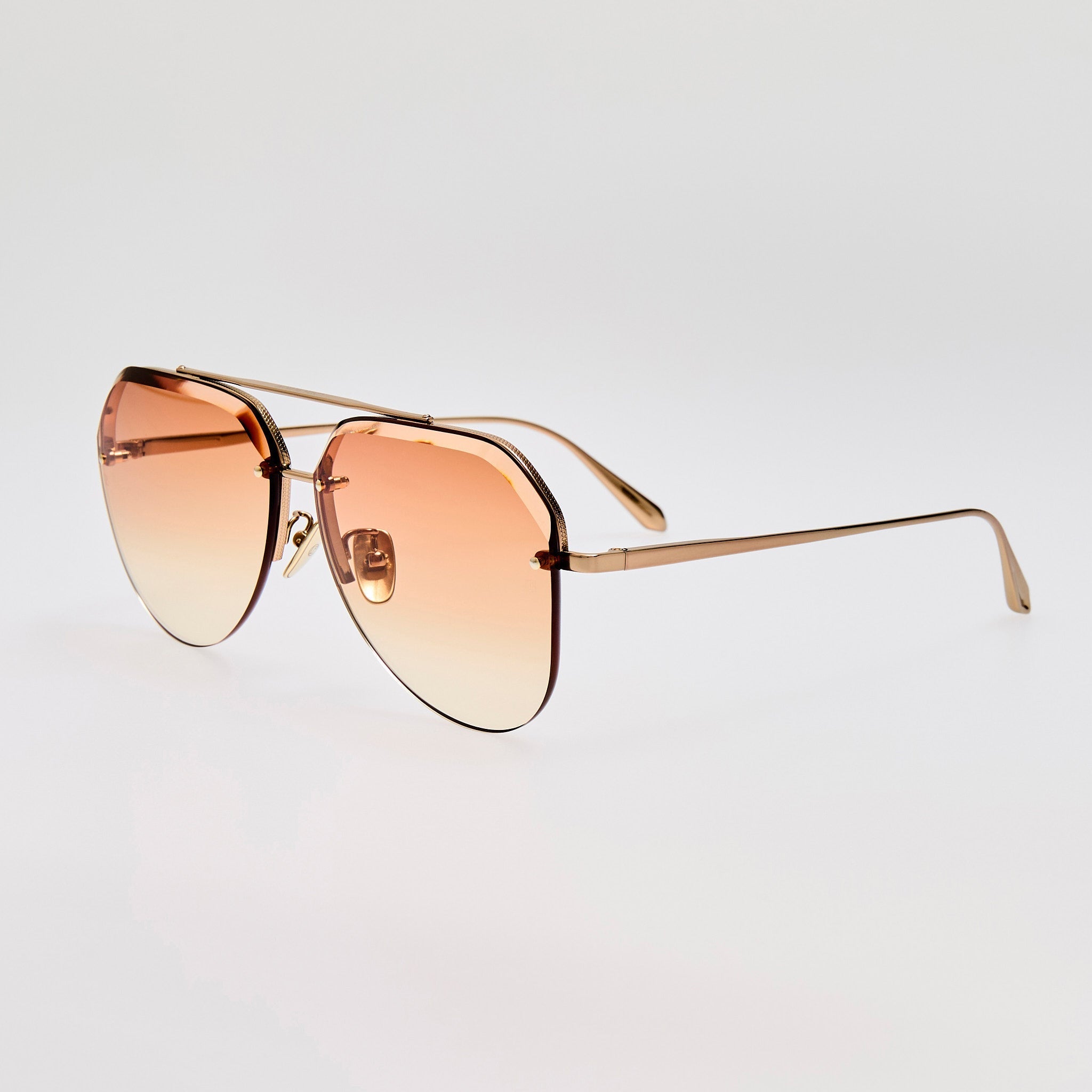 Quynh Sunglasses in 22K Gold and Camel - LINDA FARROW - Sunglasses -