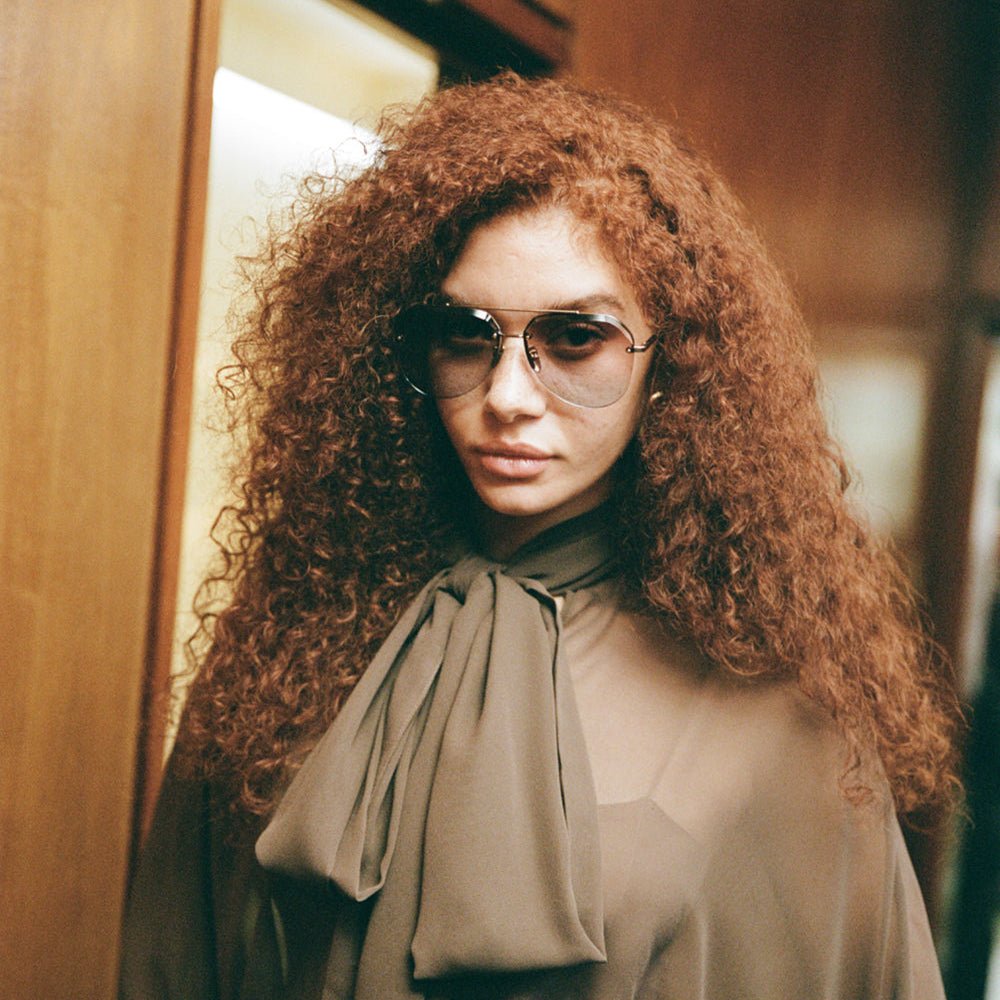 Quynh Sunglasses in 22K Gold and Dusk - LINDA FARROW - Sunglasses -