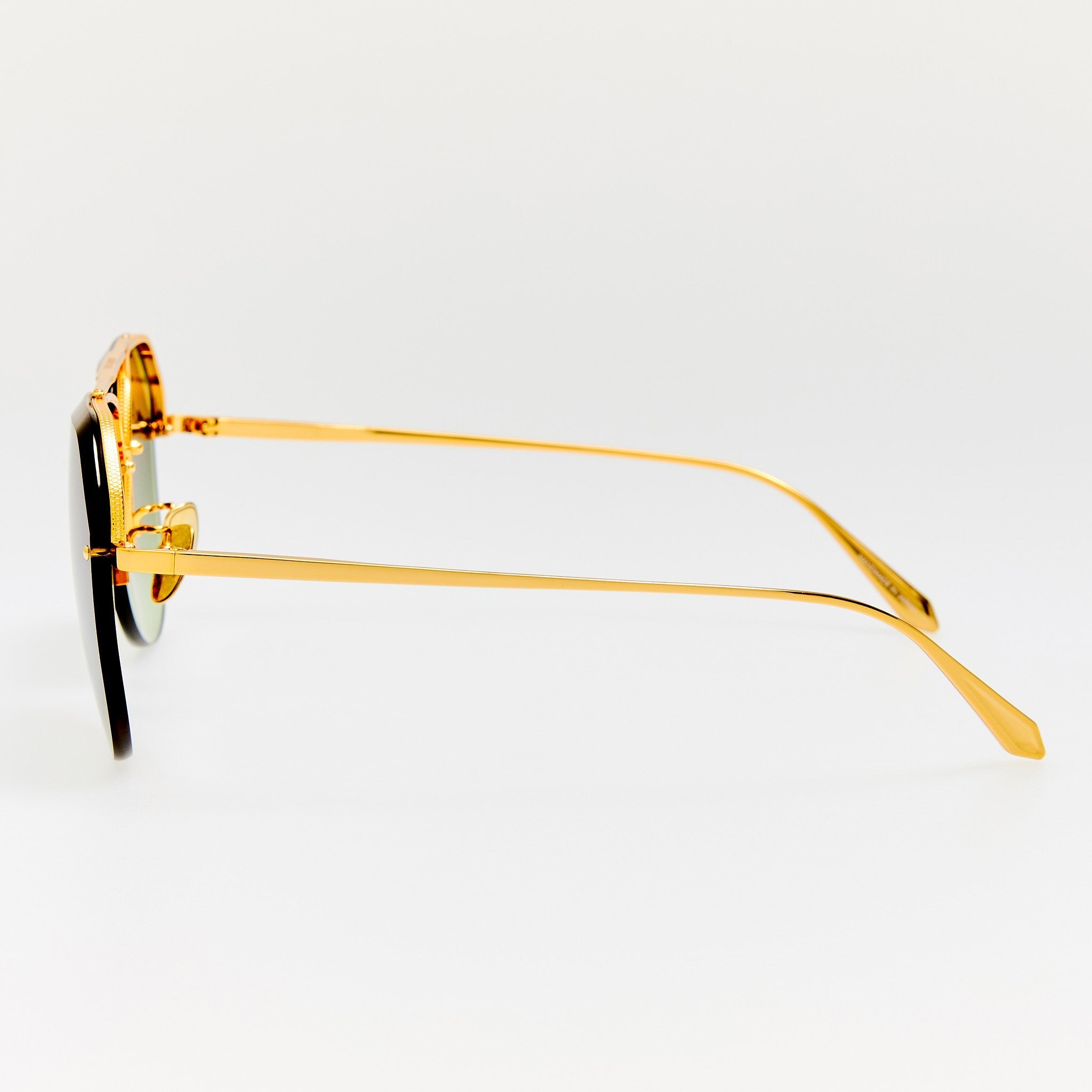 Quynh Sunglasses in 22K Gold and Green - LINDA FARROW - Sunglasses -