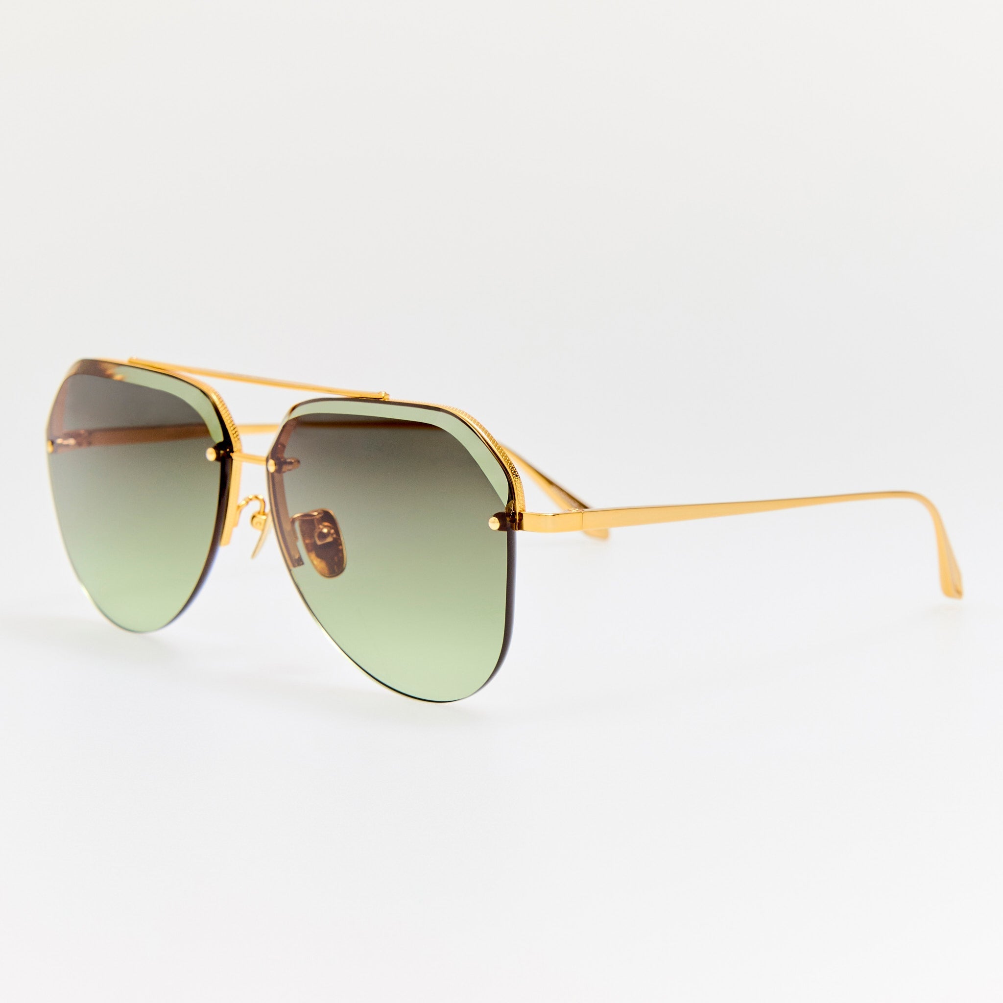 Quynh Sunglasses in 22K Gold and Green - LINDA FARROW - Sunglasses -