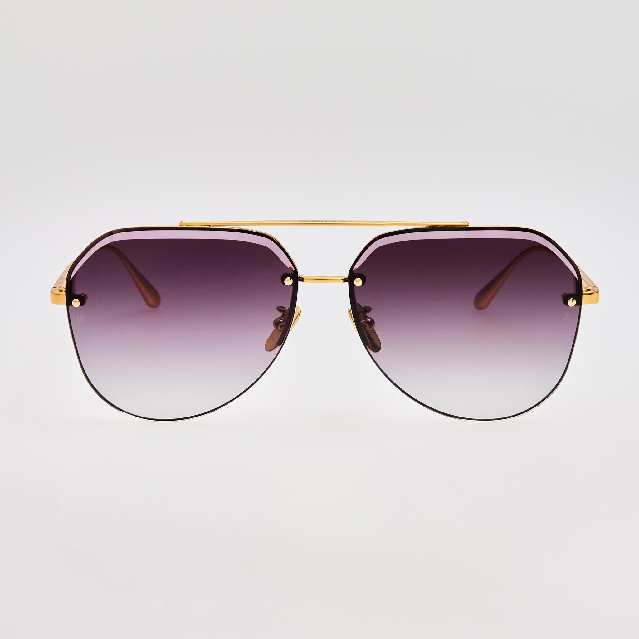 Quynh Sunglasses in 22K Gold and Grey - LINDA FARROW - Sunglasses -