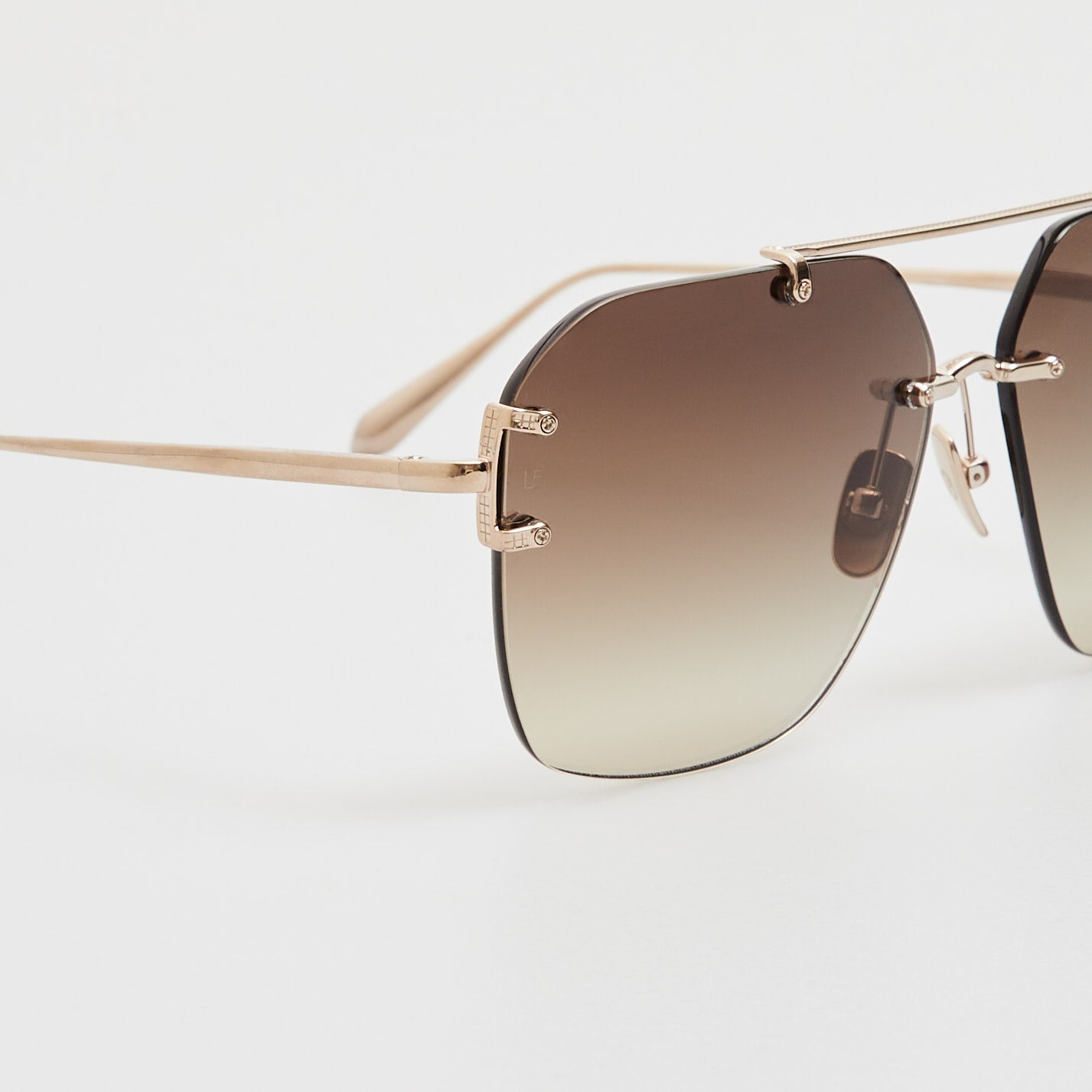 Reyner Sunglasses in 22K Gold and Brown - LINDA FARROW - Sunglasses -