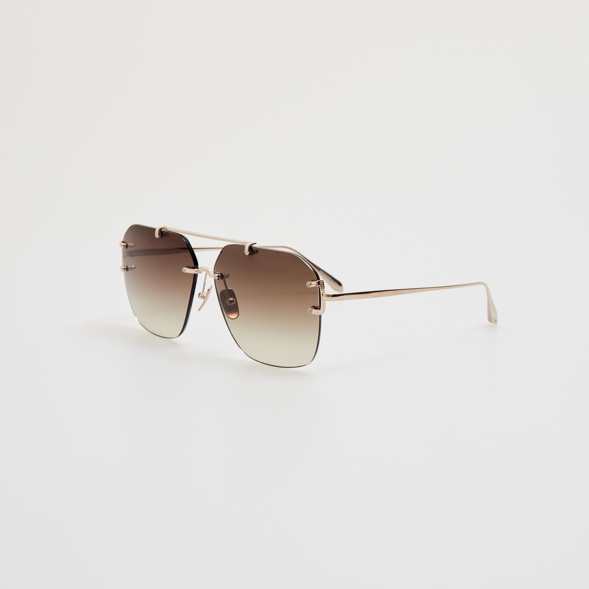 Reyner Sunglasses in 22K Gold and Brown - LINDA FARROW - Sunglasses -