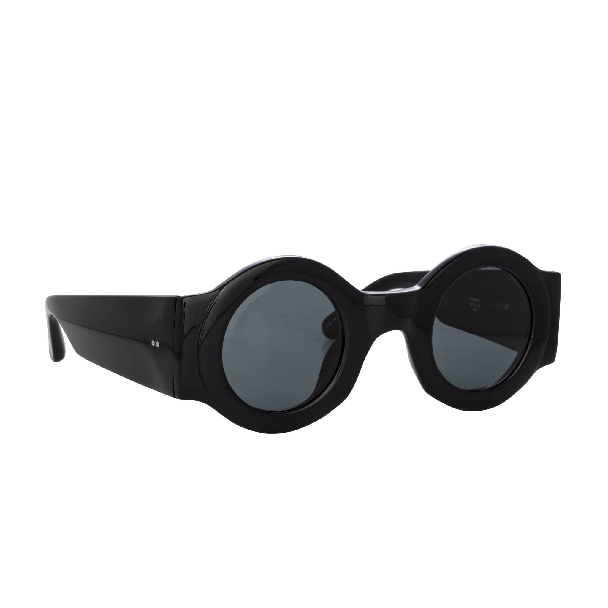 Round Sunglasses in Black - LINDA FARROW - Sunglasses -