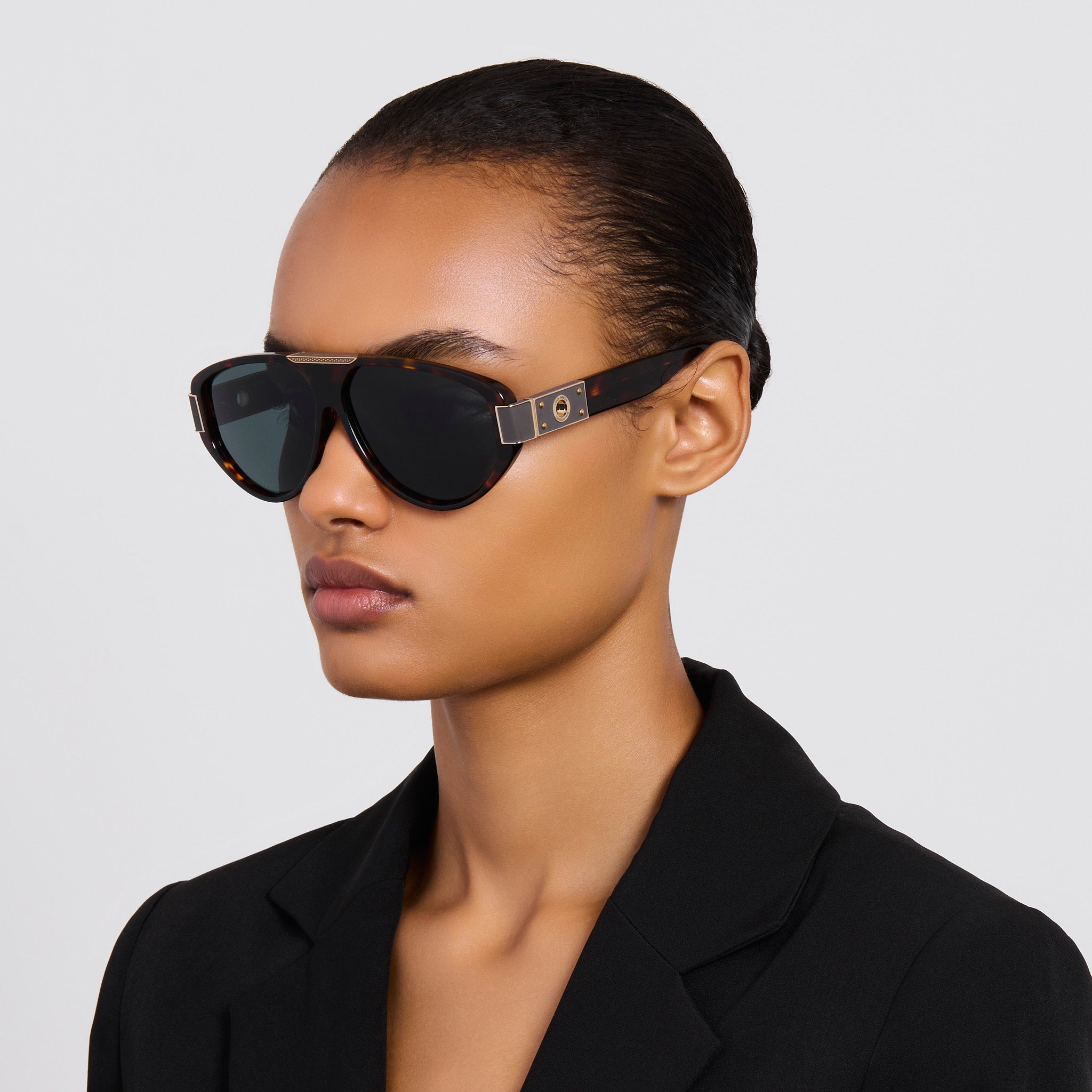 Rowan Sunglasses in Dark Tortoiseshell - LINDA FARROW - Sunglasses -