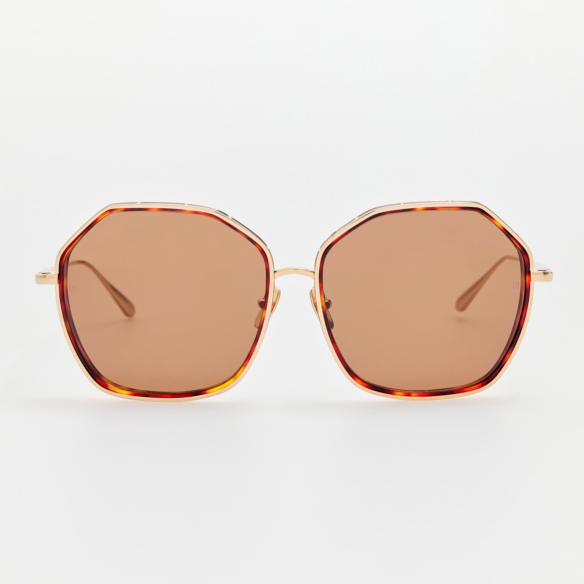 Rowe Sunglasses in 22K Gold and Brown - LINDA FARROW - Sunglasses -