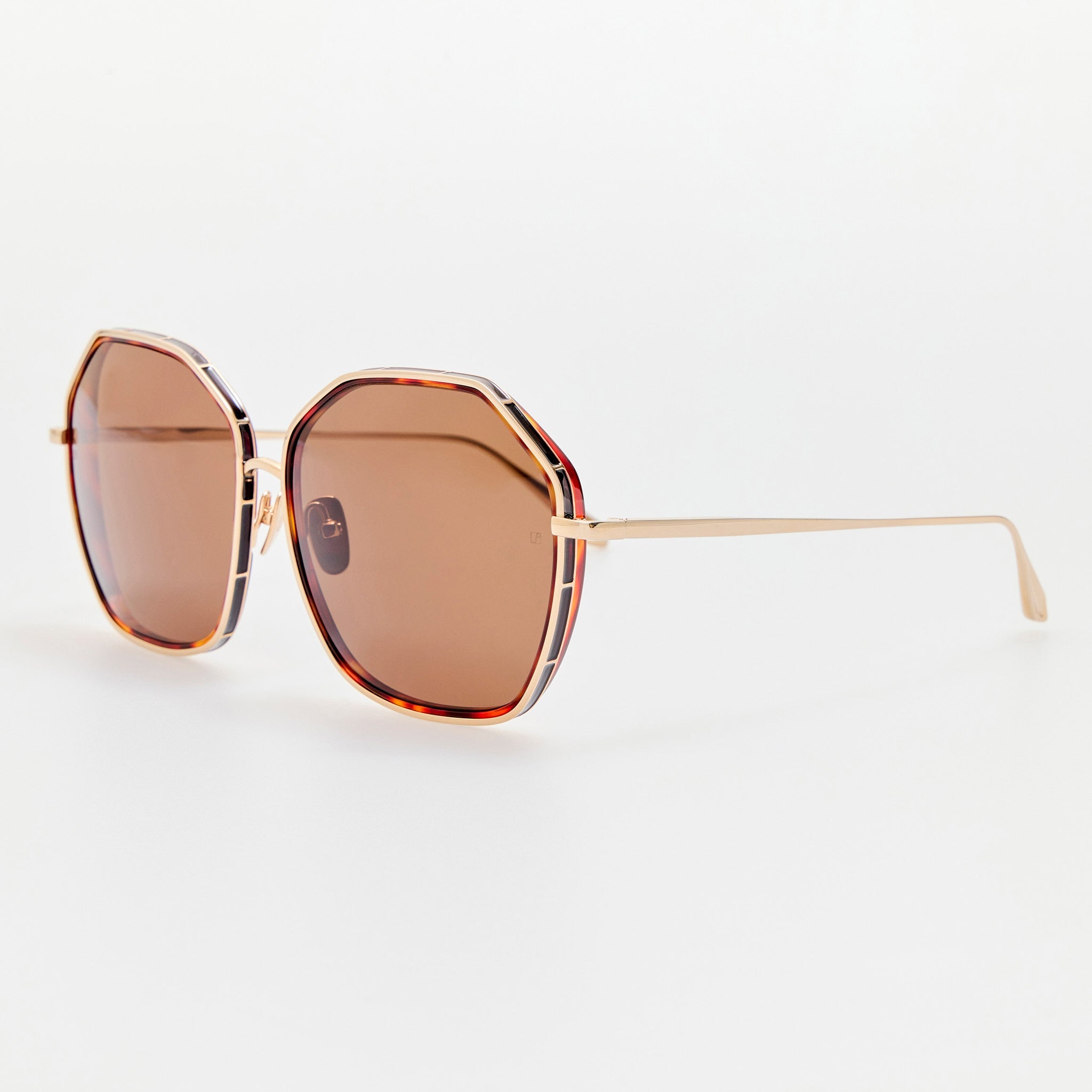 Rowe Sunglasses in 22K Gold and Brown - LINDA FARROW - Sunglasses -