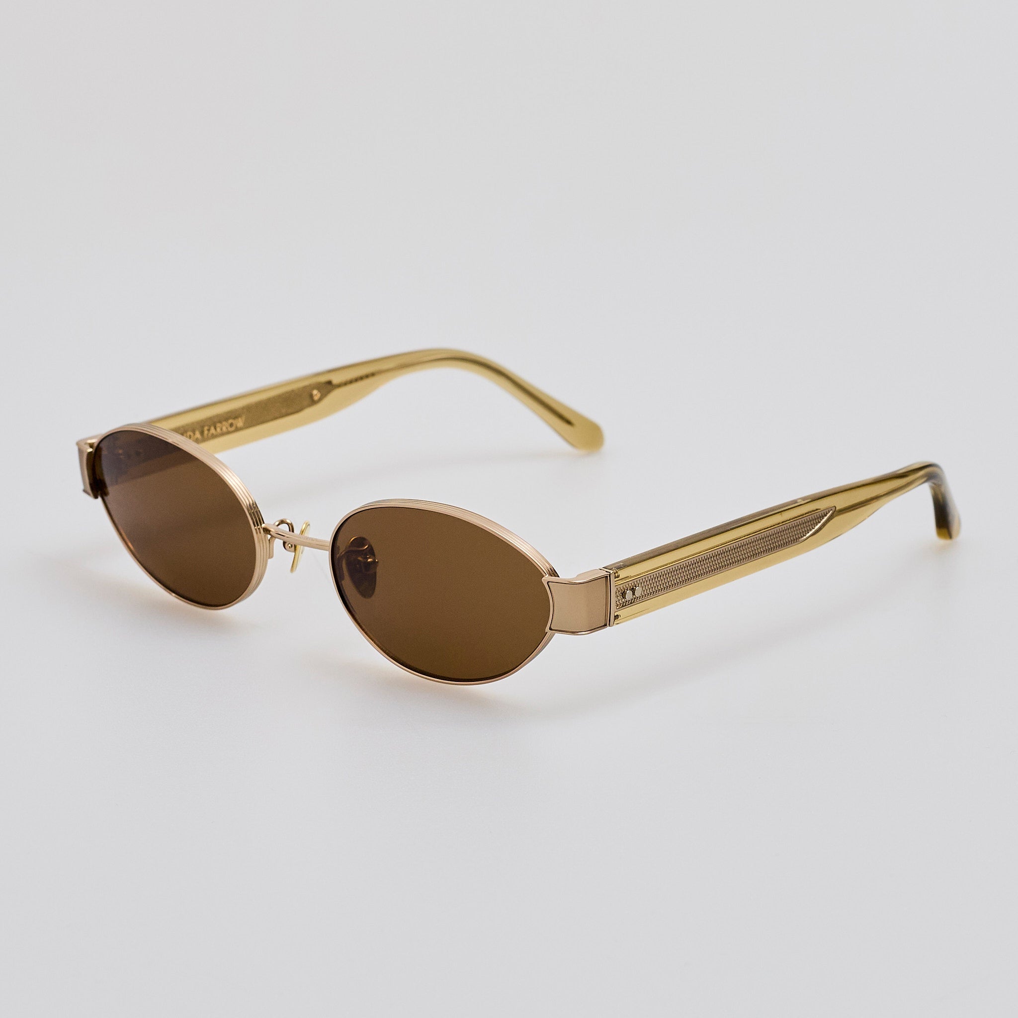 Sadie Sunglasses in 22K Gold and Khaki - LINDA FARROW - Sunglasses -