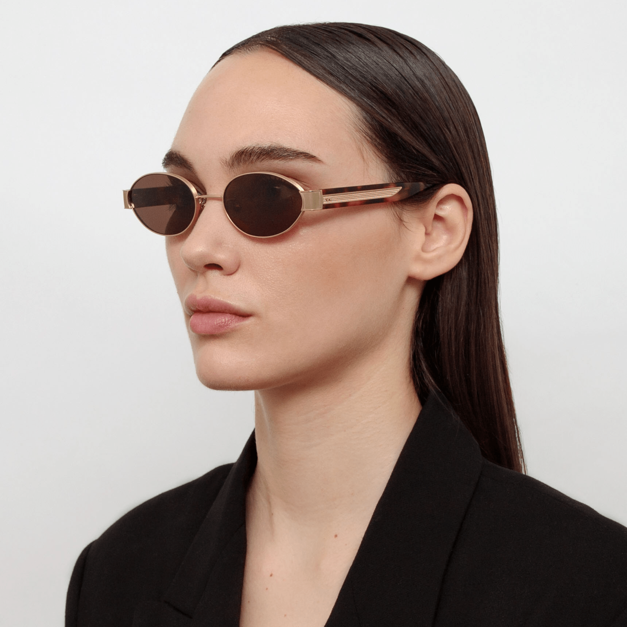 Sadie Sunglasses in 22K Gold & Tortoiseshell - LINDA FARROW - Sunglasses -
