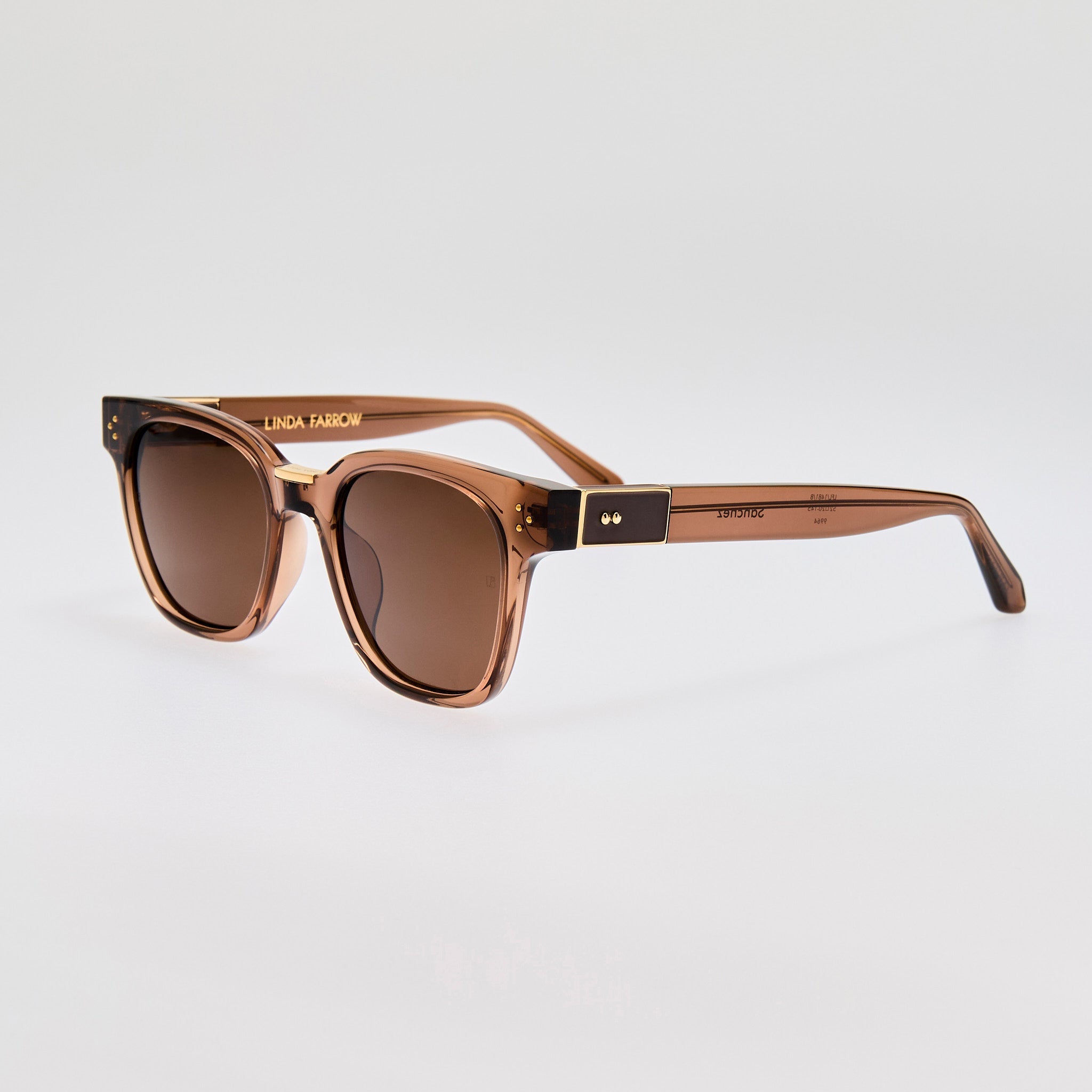 Sanchez Sunglasses in 22K Gold and Brown - LINDA FARROW - Sunglasses -