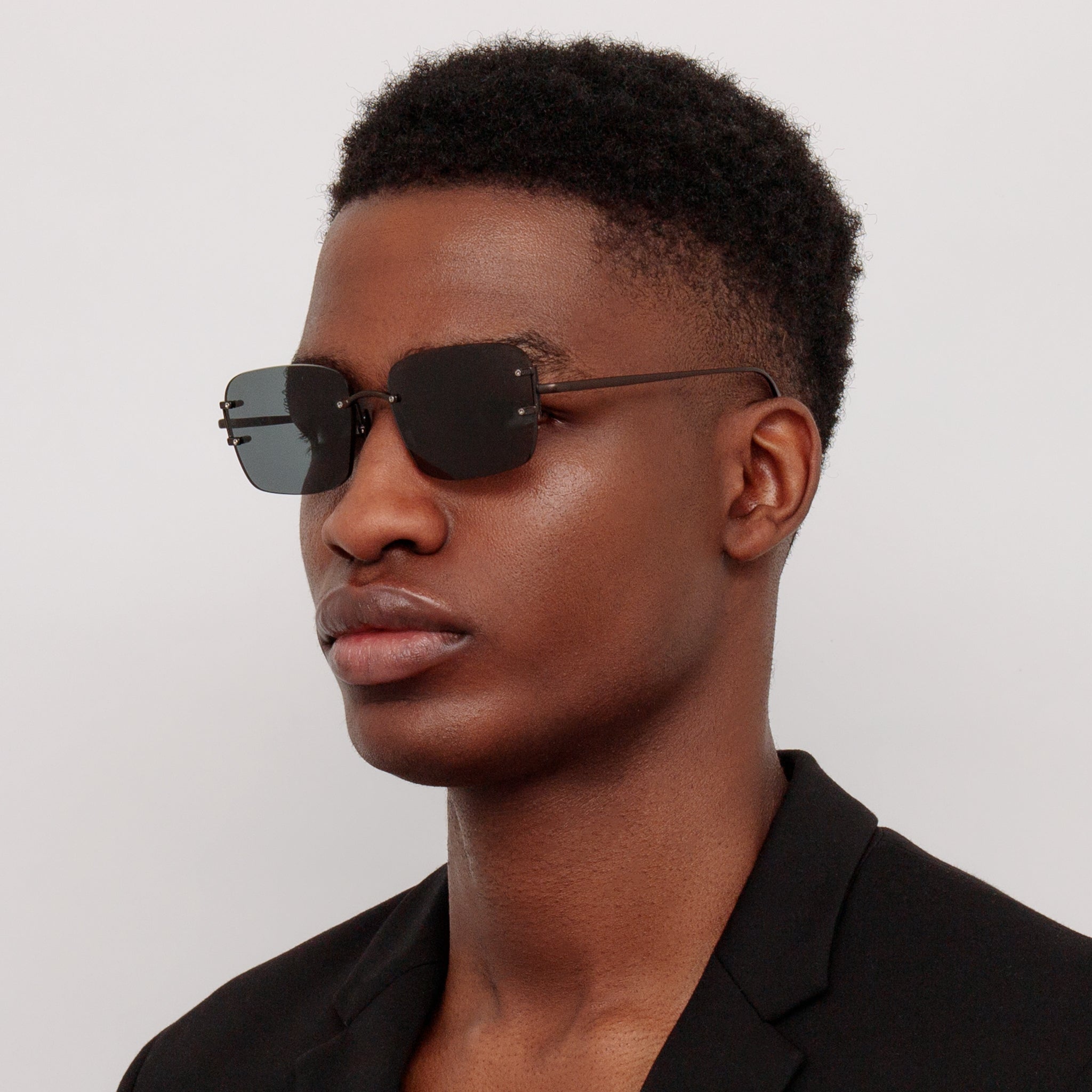 Sasha Square Sunglasses in Matt Black Nickel - LINDA FARROW - Sunglasses -