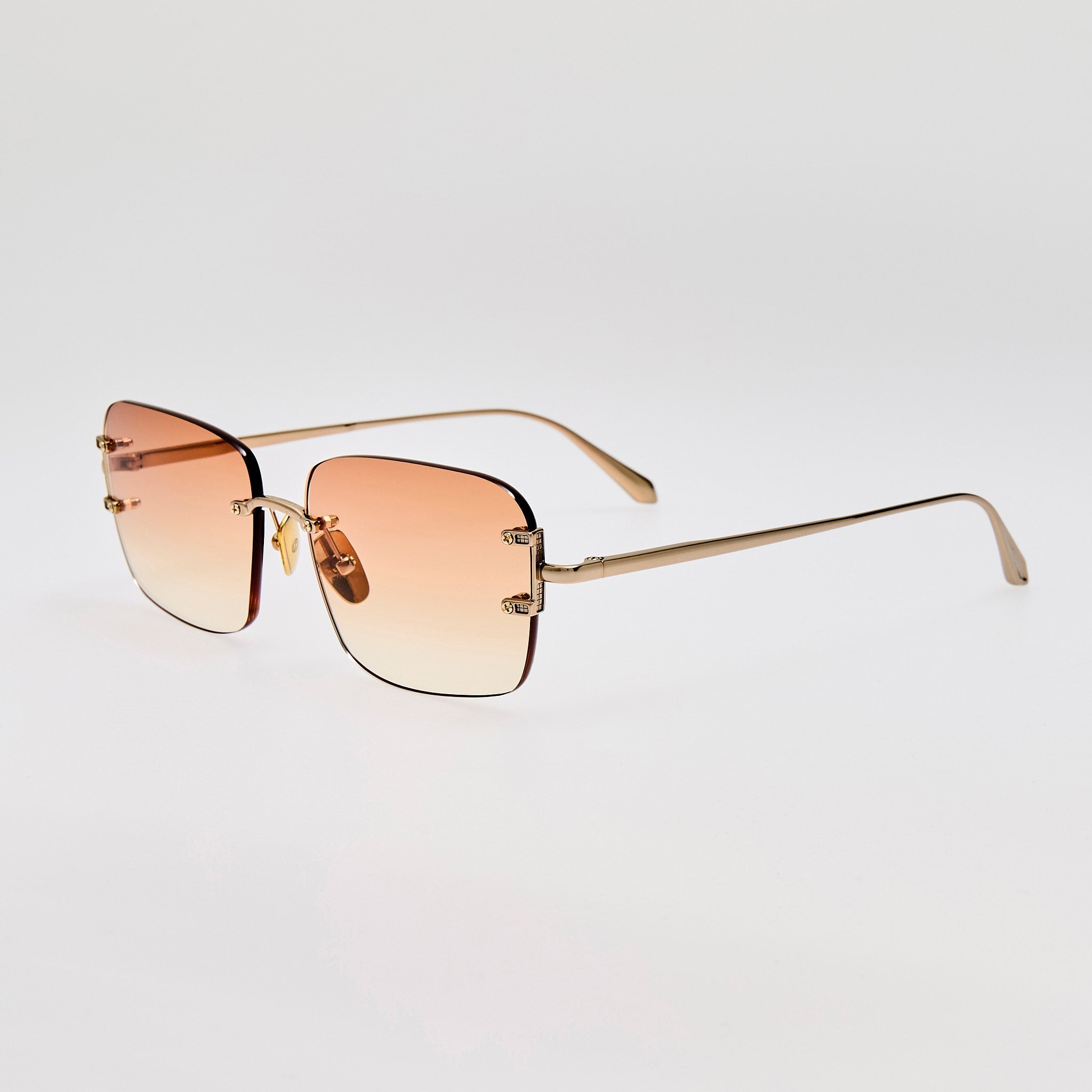 Sasha Sunglasses in 22K Gold and Camel - LINDA FARROW - Sunglasses -