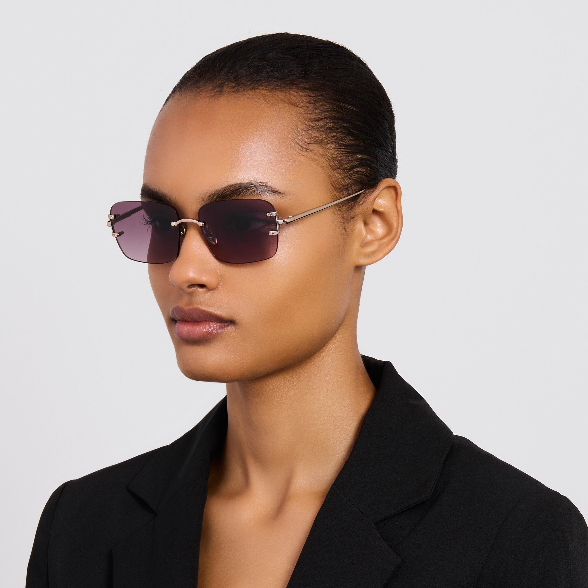 Sasha Sunglasses in 22K Gold and Mauve - LINDA FARROW - Sunglasses -
