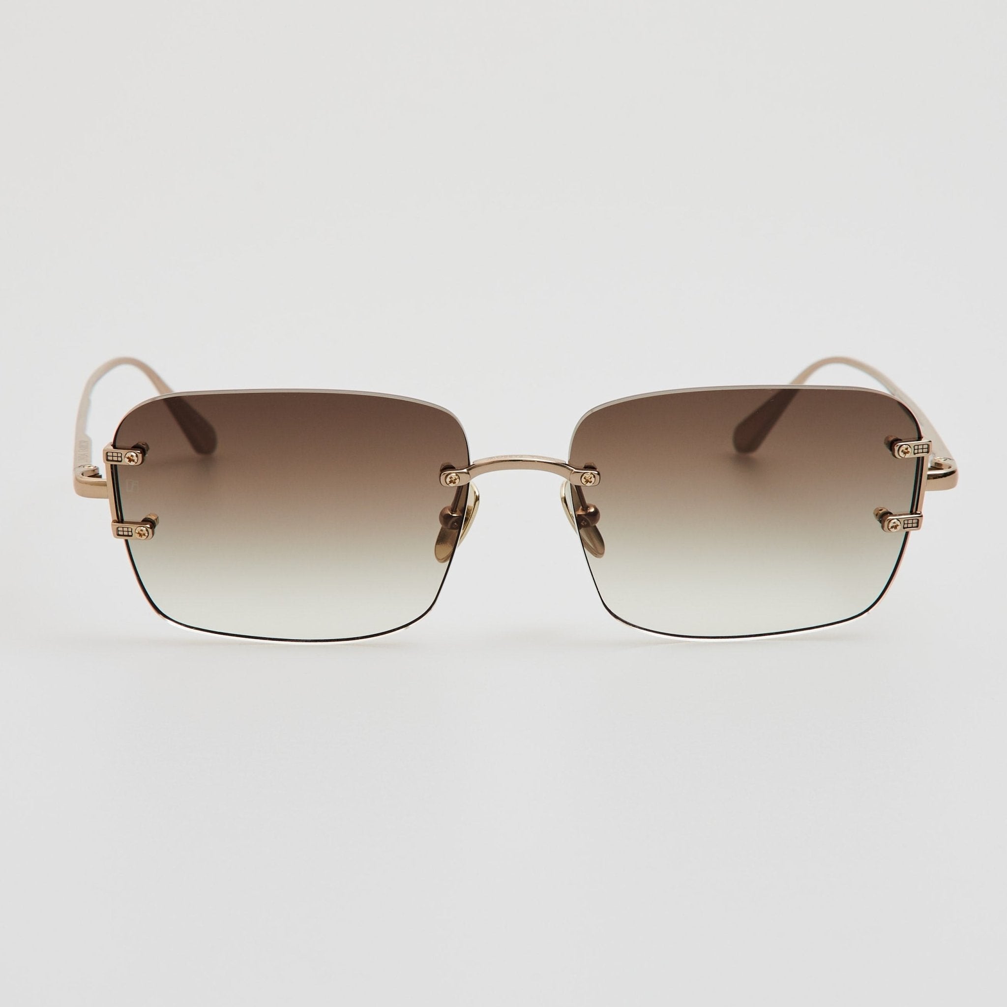 Sasha Sunglasses in 22K Gold and Mocha - LINDA FARROW - Sunglasses -