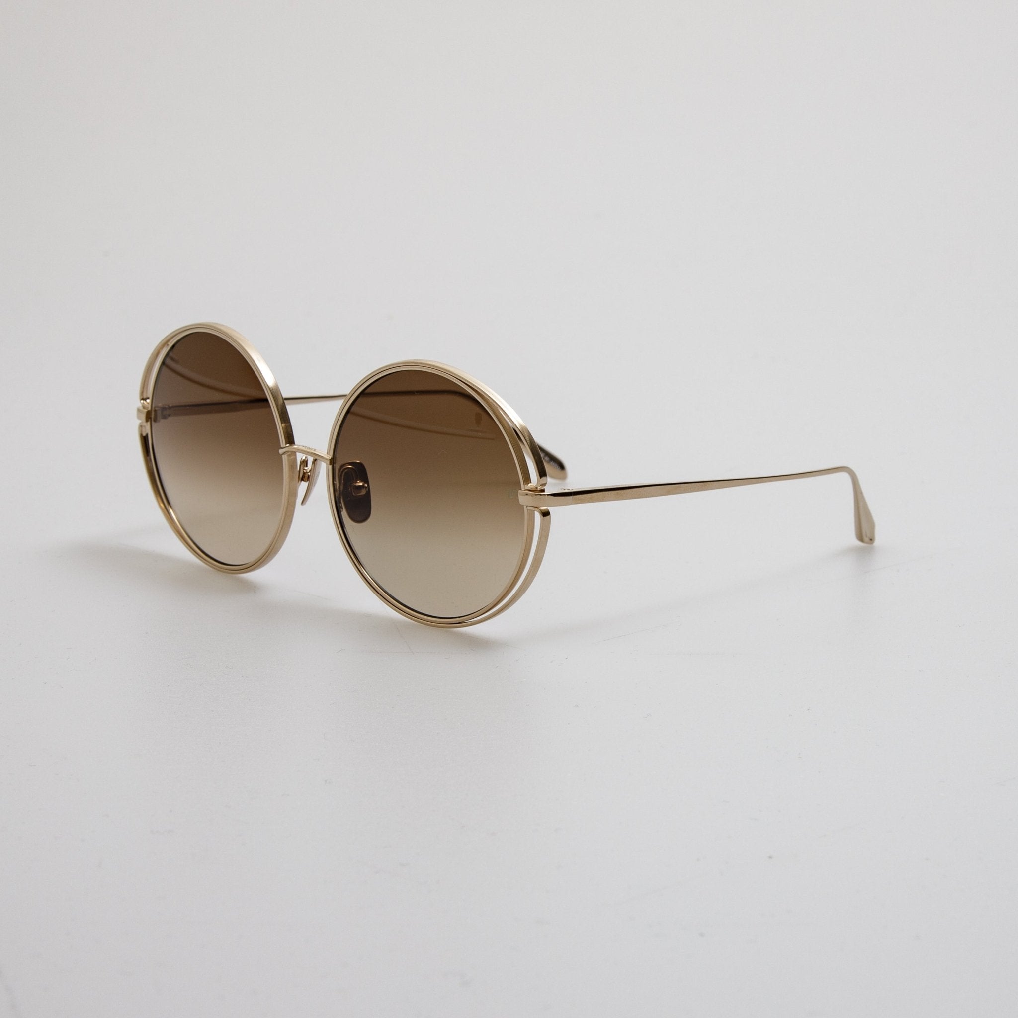 Selene Sunglasses in 22K Gold and Mocha - LINDA FARROW - Sunglasses -