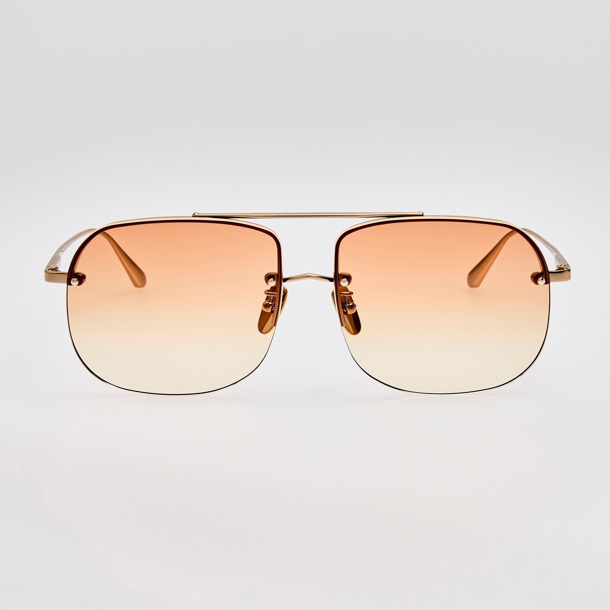 Seren Sunglasses in 18k Rose Gold and Camel - LINDA FARROW - Sunglasses -