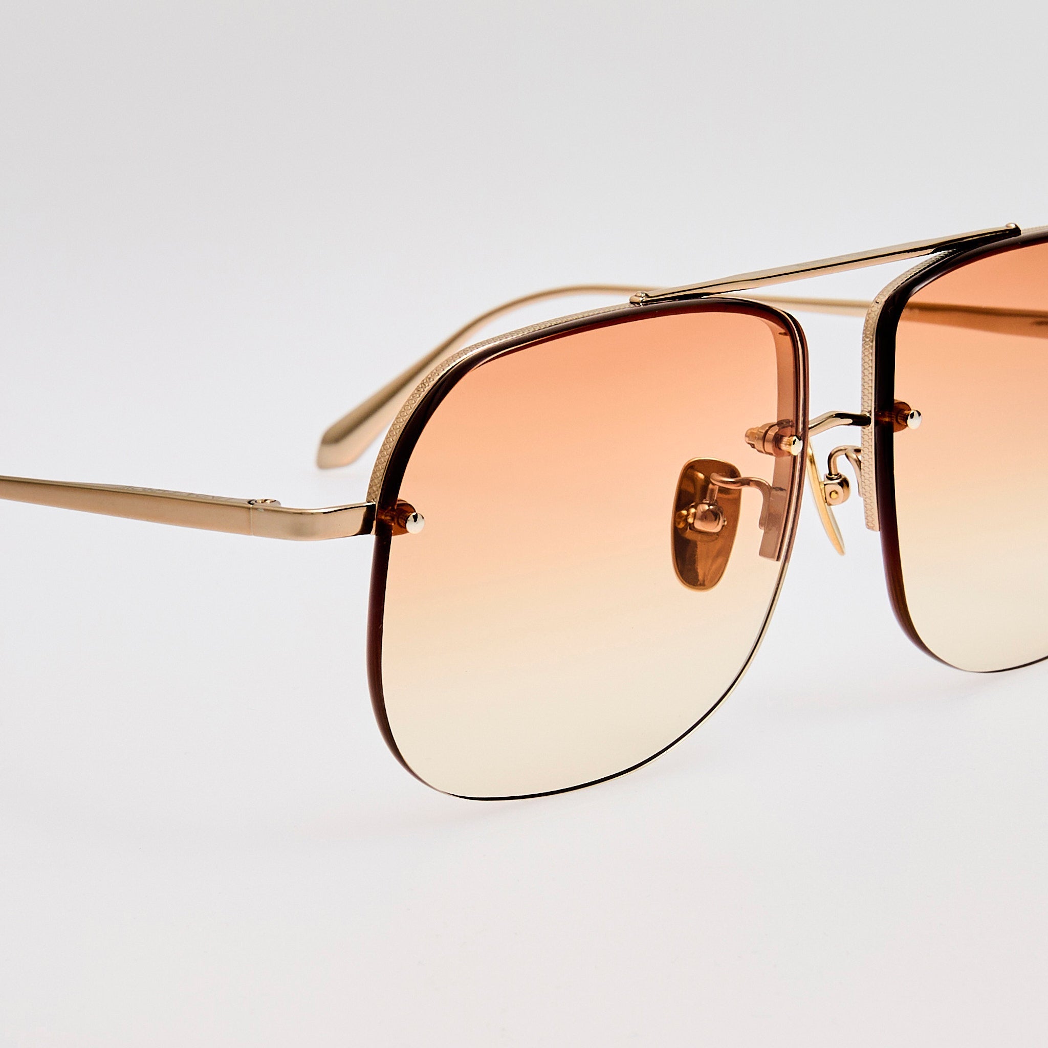 Seren Sunglasses in 18k Rose Gold and Camel - LINDA FARROW - Sunglasses -