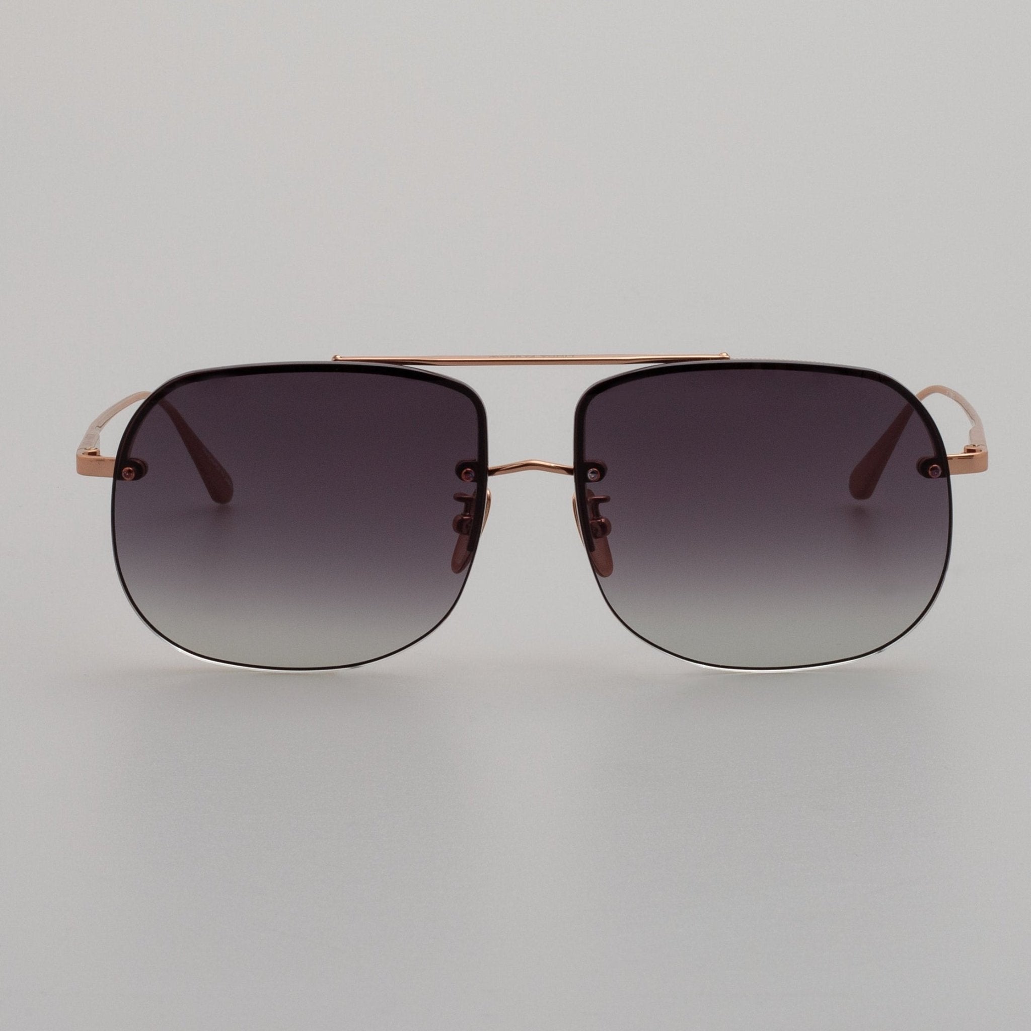 Seren Sunglasses in 18k Rose Gold and Grey - LINDA FARROW - Sunglasses -