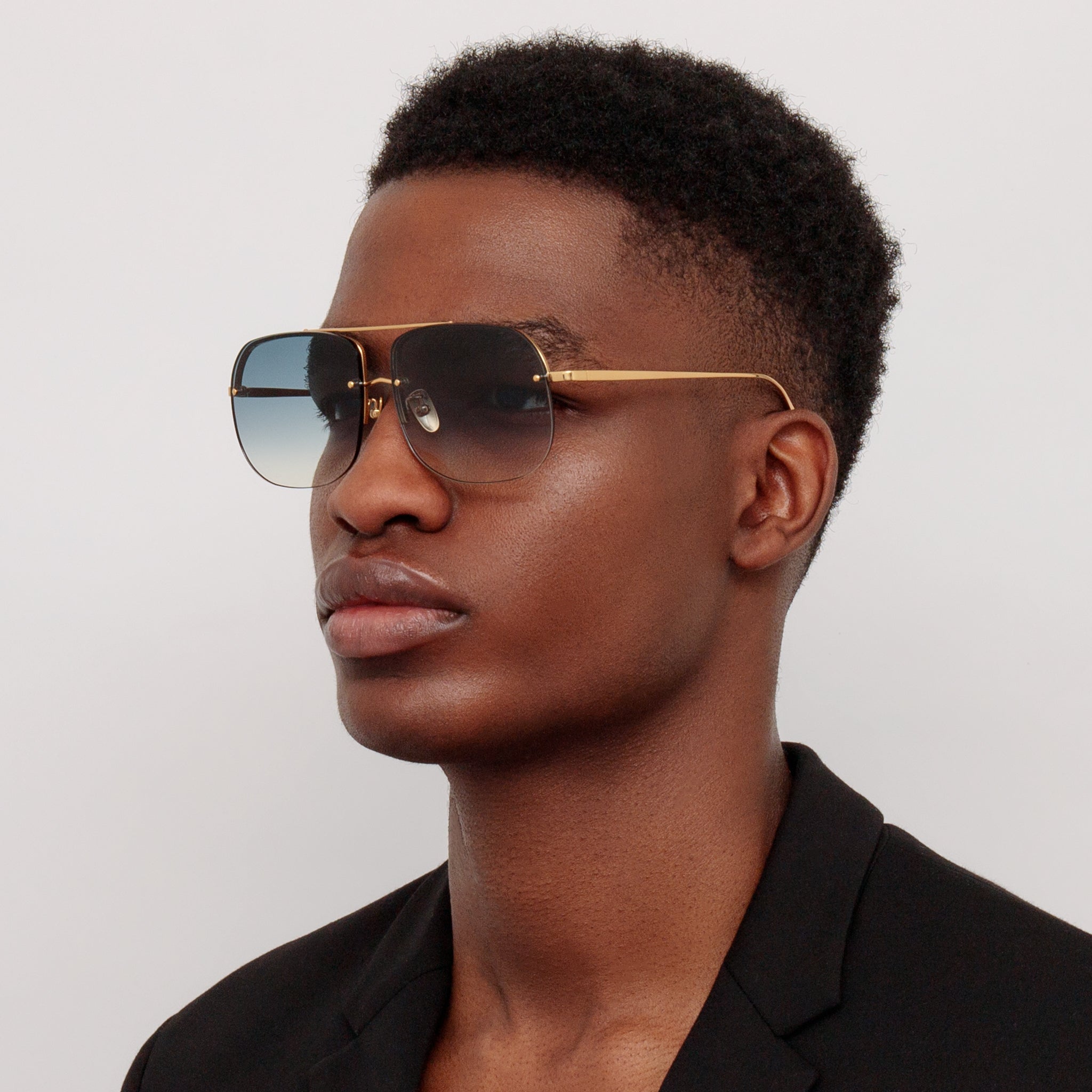 Seren Sunglasses in 22K Gold and Aqua - LINDA FARROW - Sunglasses -